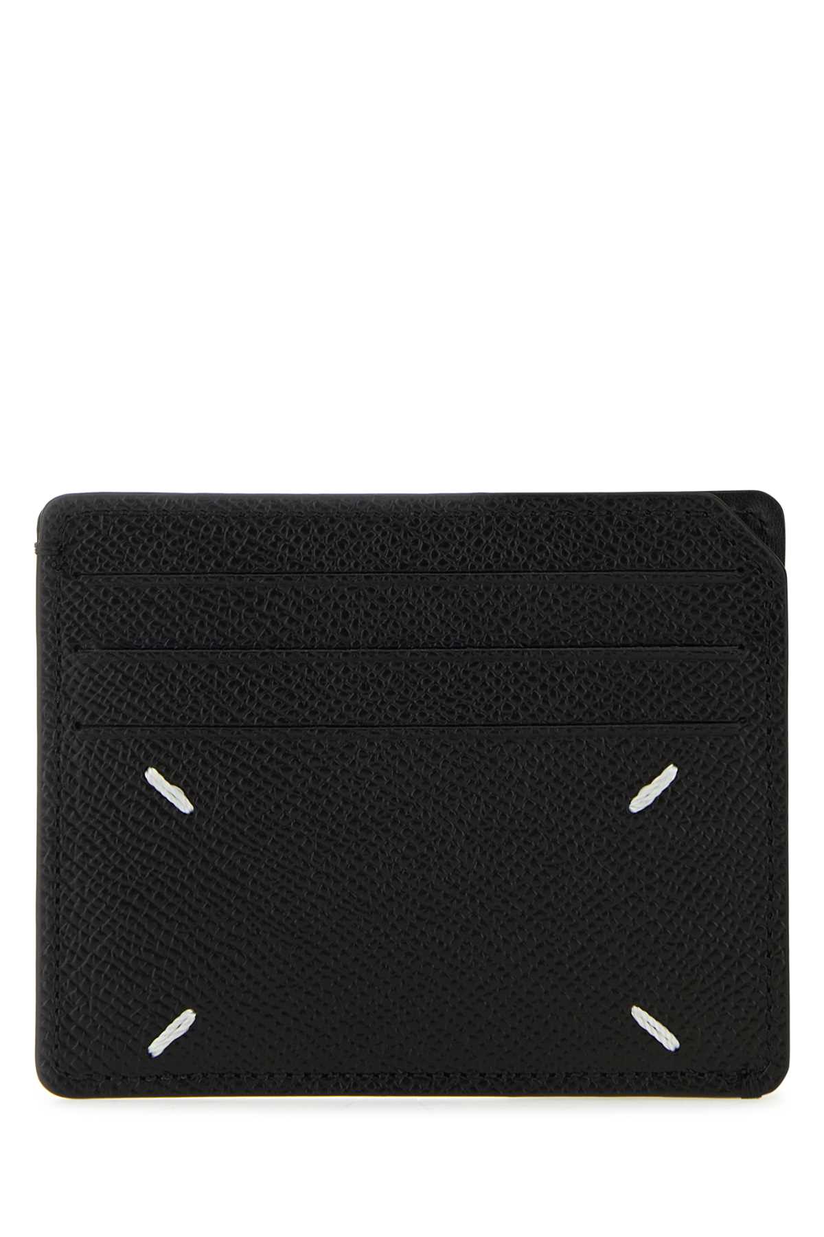 Shop Maison Margiela Black Leather Four Stitches Card Holder