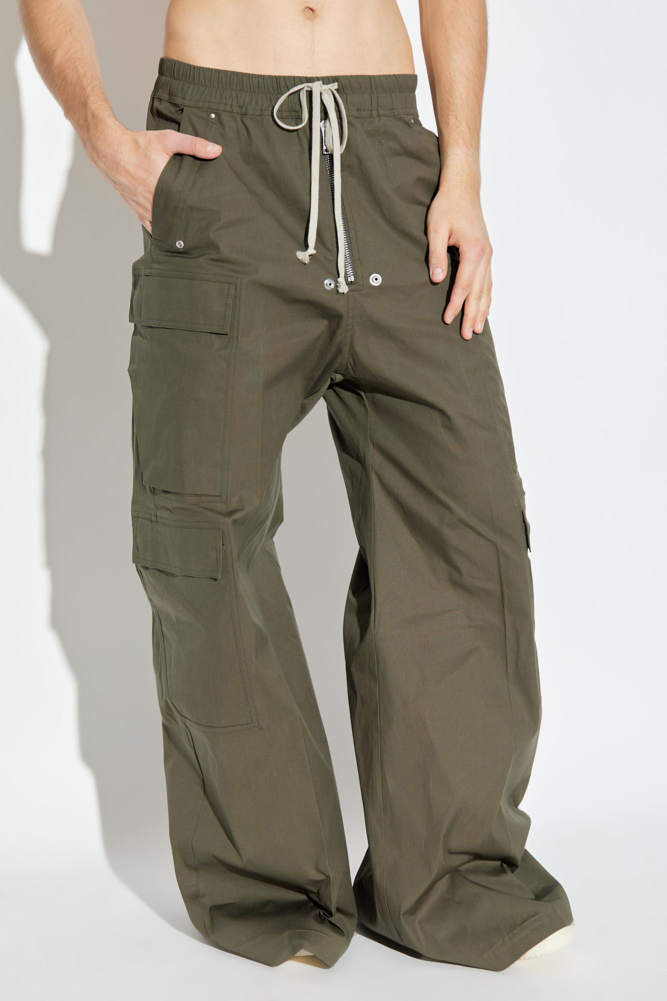 Rick Owens Drawstring Cargo Trousers In Green