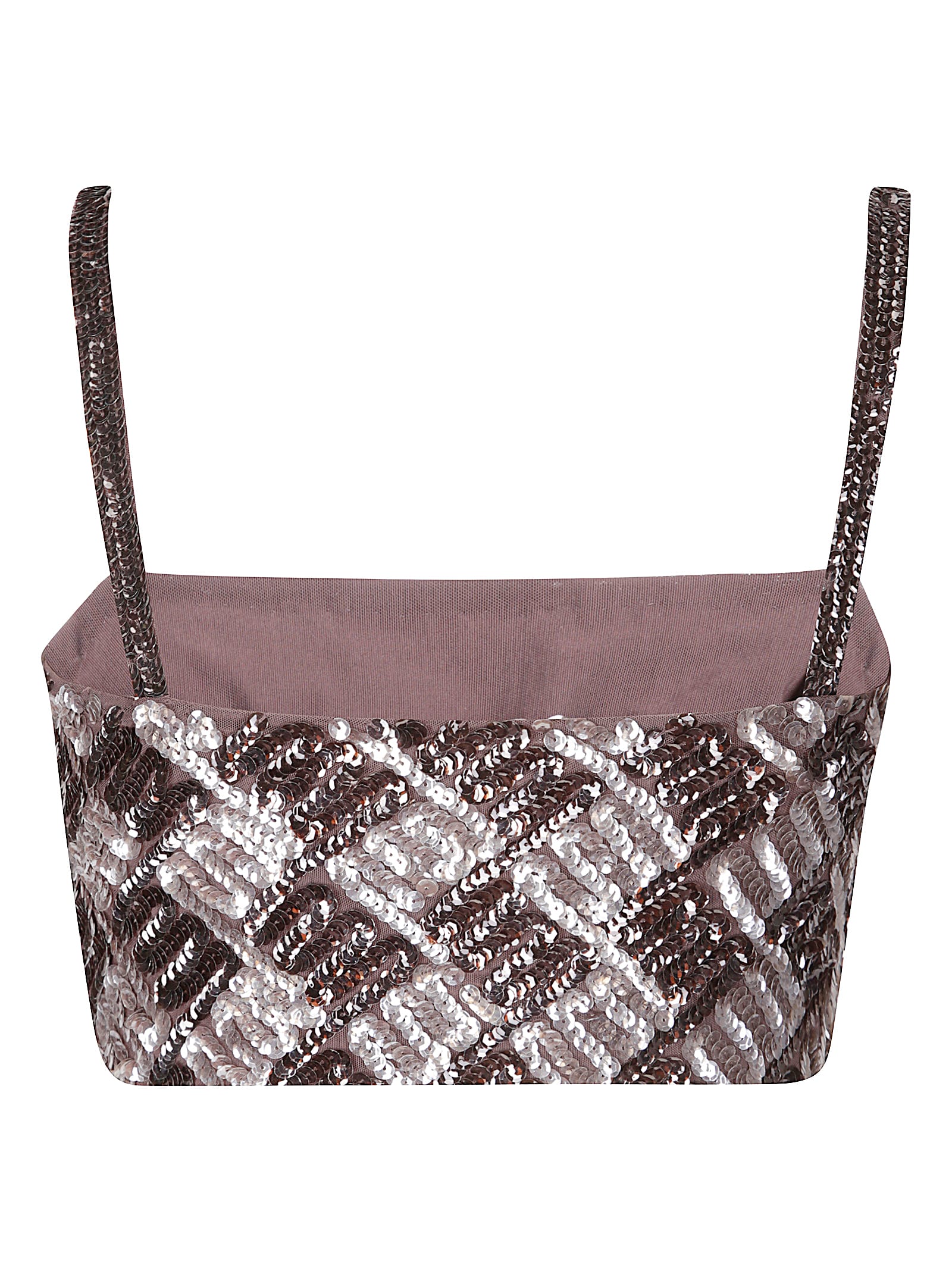 P.a.r.o.s.h Geometric Sequined Micro Top In Brown