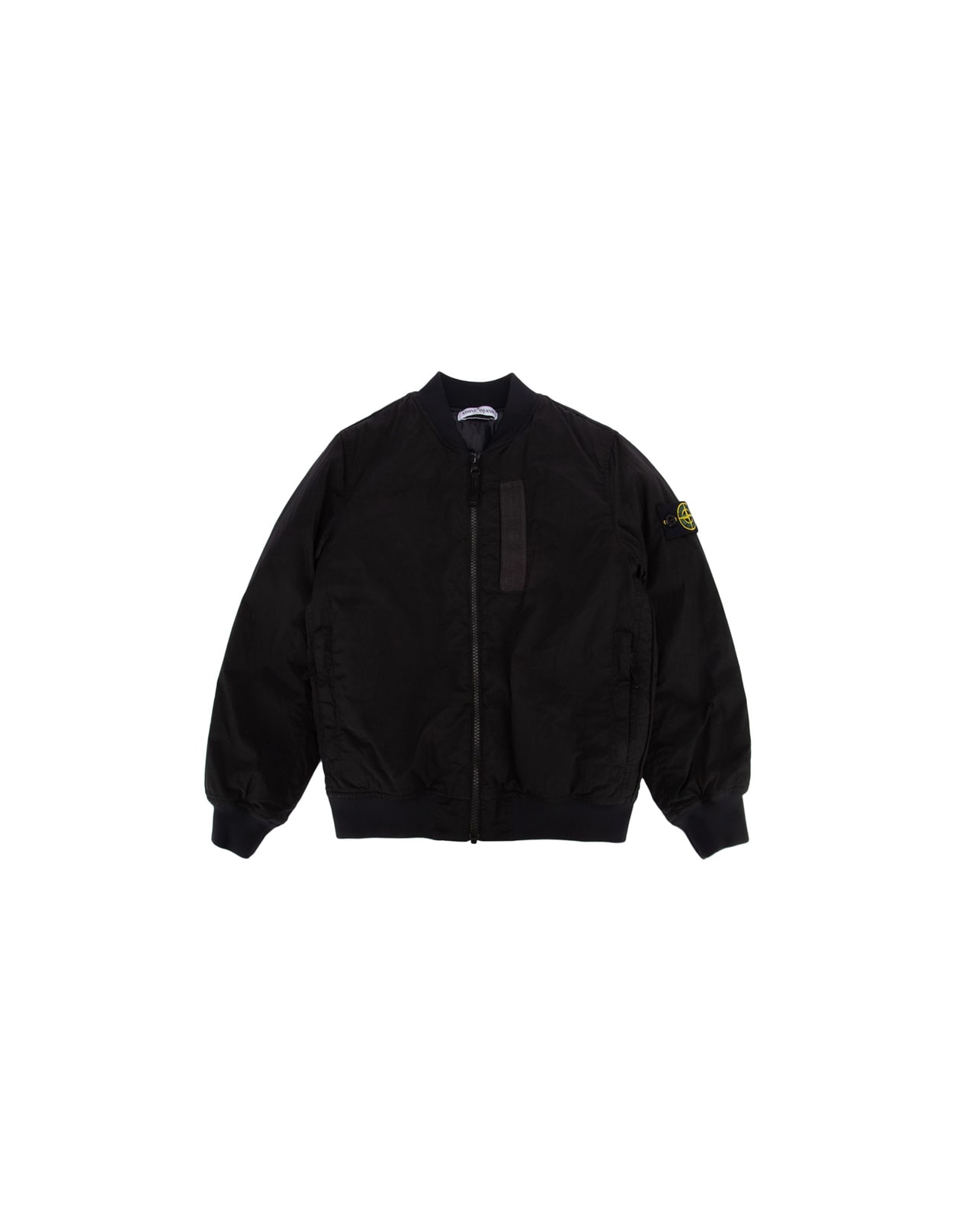 Stone Island Kids' Black Nylon Metal Bomber Jacket In Econyl