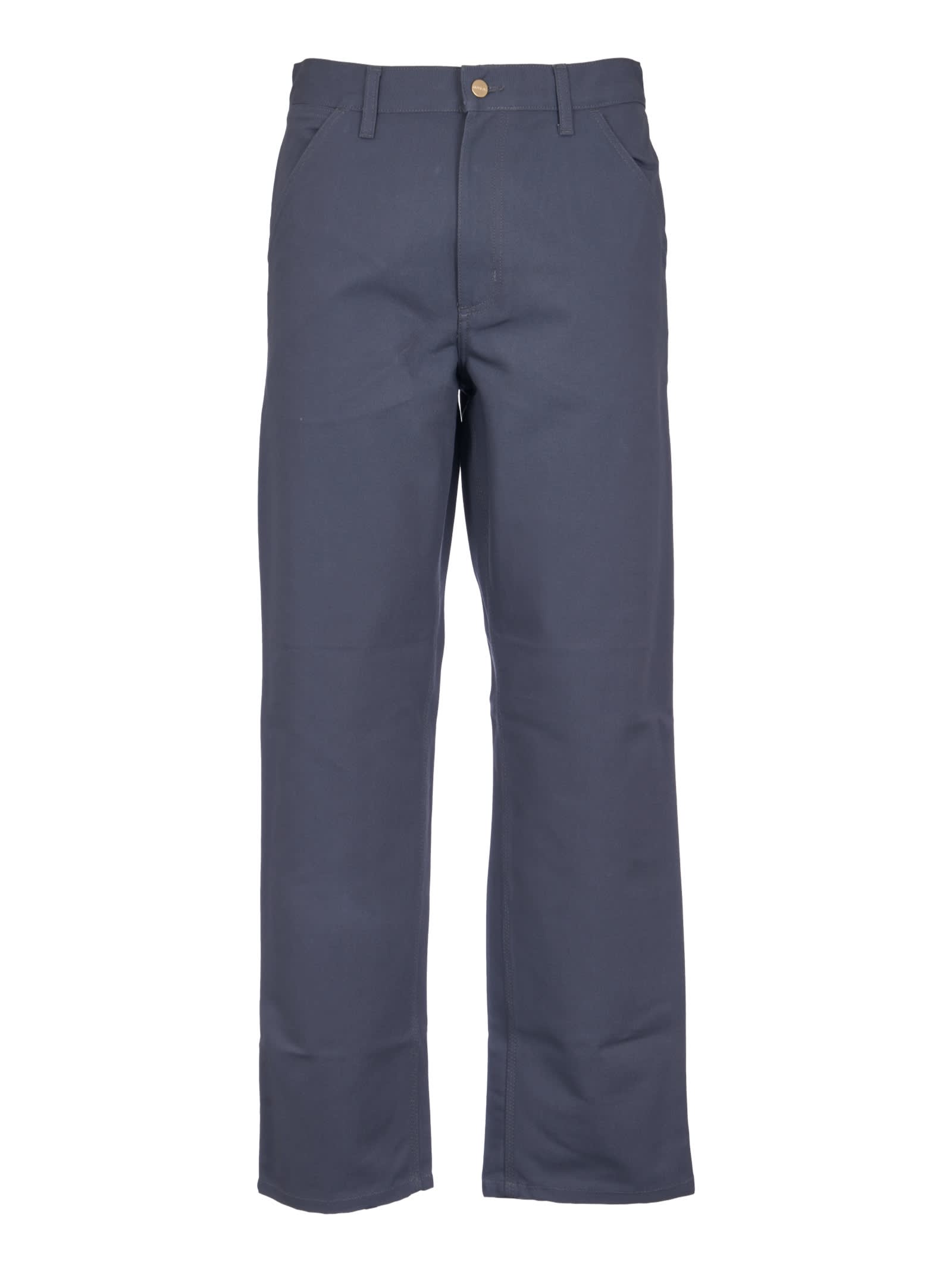 Shop Carhartt Straight Buttoned Trousers In Zeus