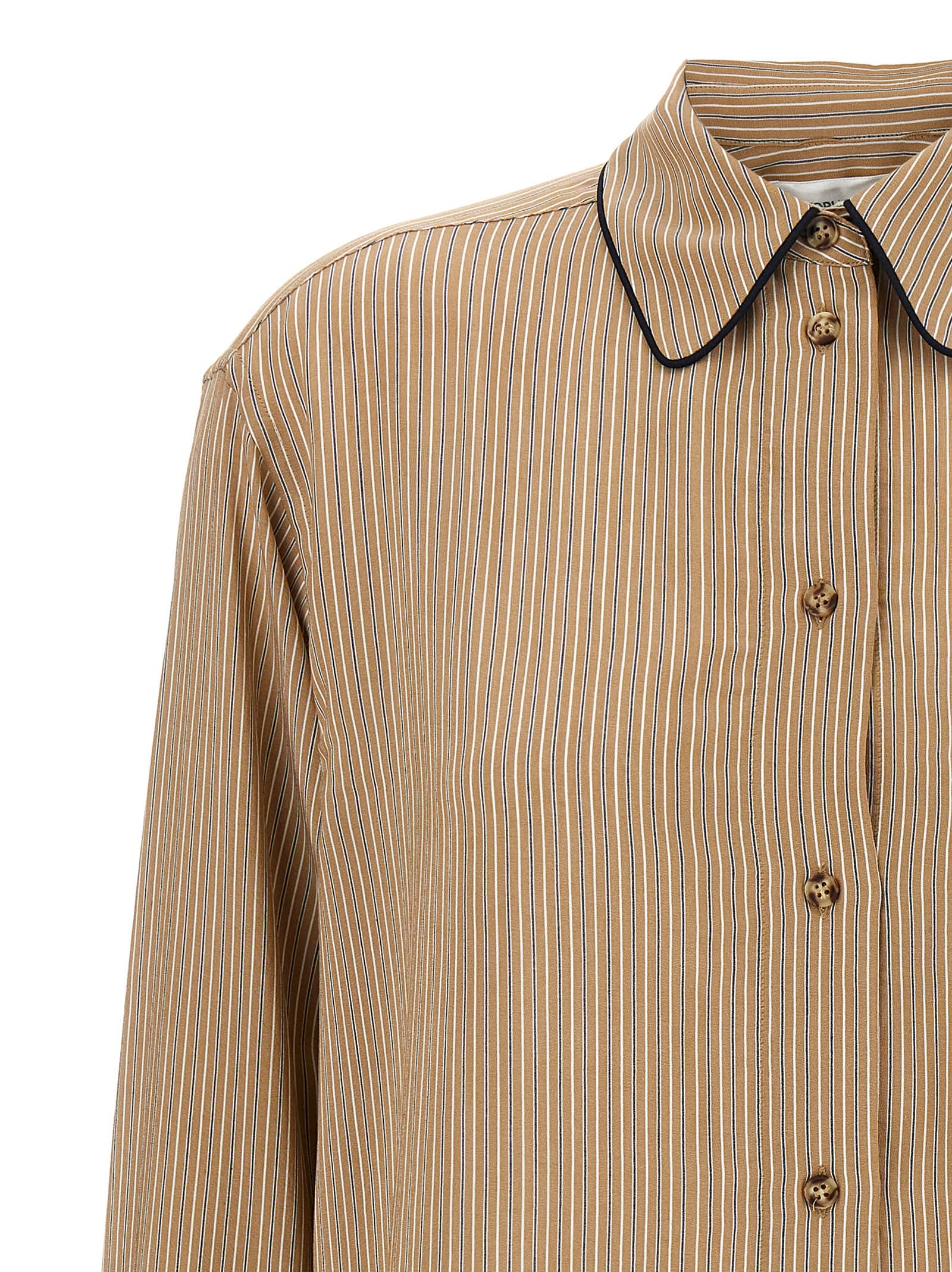 Victoria Beckham Piping Detail Pyjama Shirt And Blouse Brown In Brown