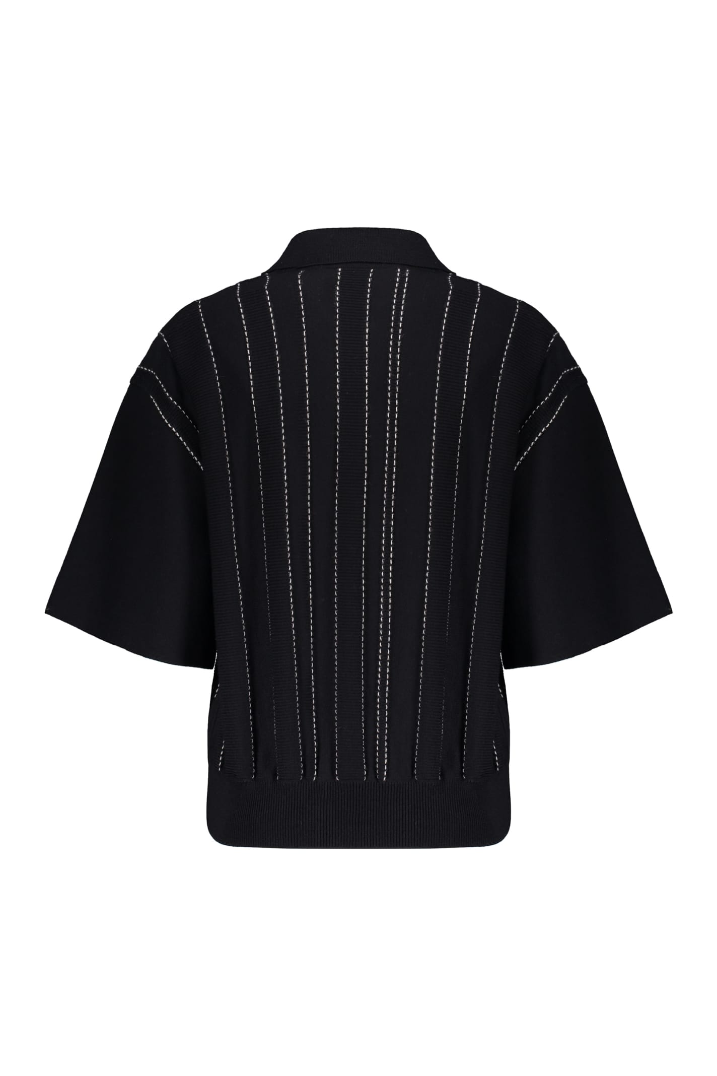 Shop Ferragamo Knitted Wool Polo Shirt In Black