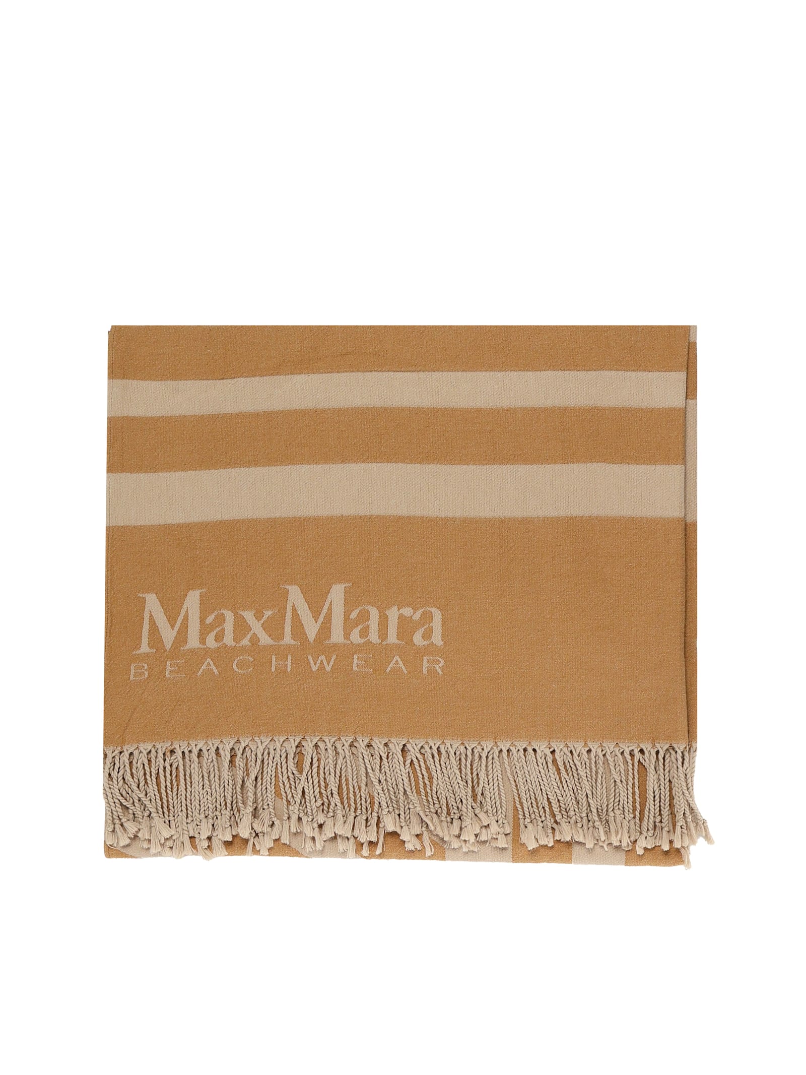 Max Mara Cotton Beach Towel In Brown