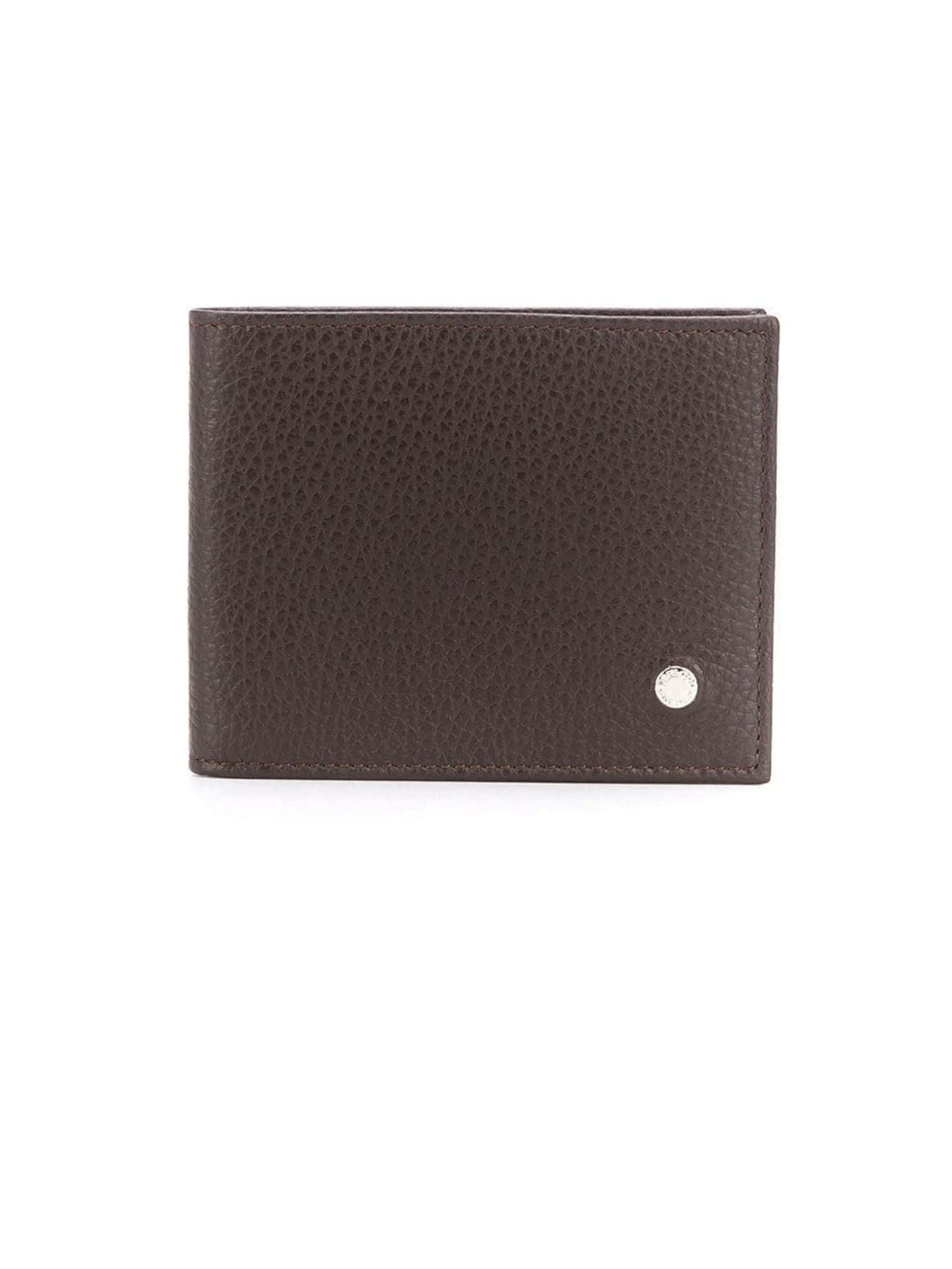 Orciani Ebony Pebbled Leather Bifold Wallet