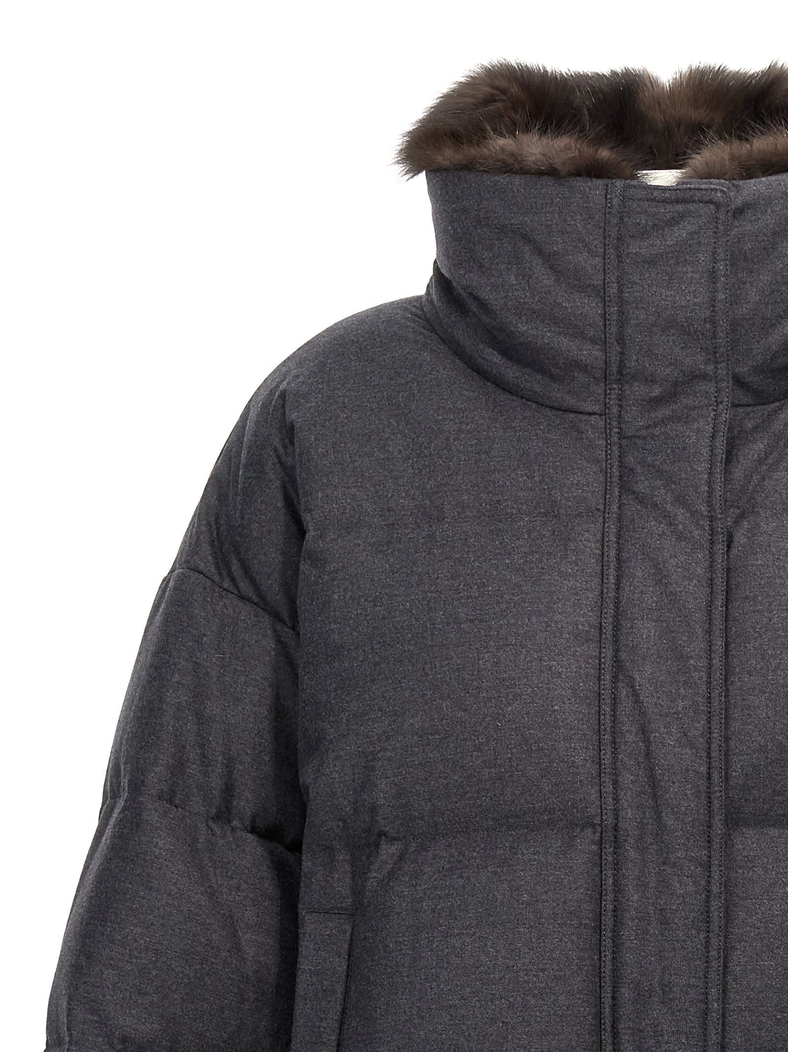 Shop Yves Salomon Doudoune Down Jacket In Gray