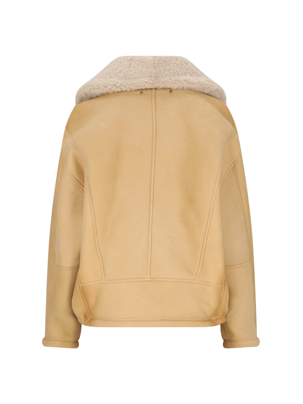 Shop Golden Goose Single-breasted Shearling Jacket In Beige