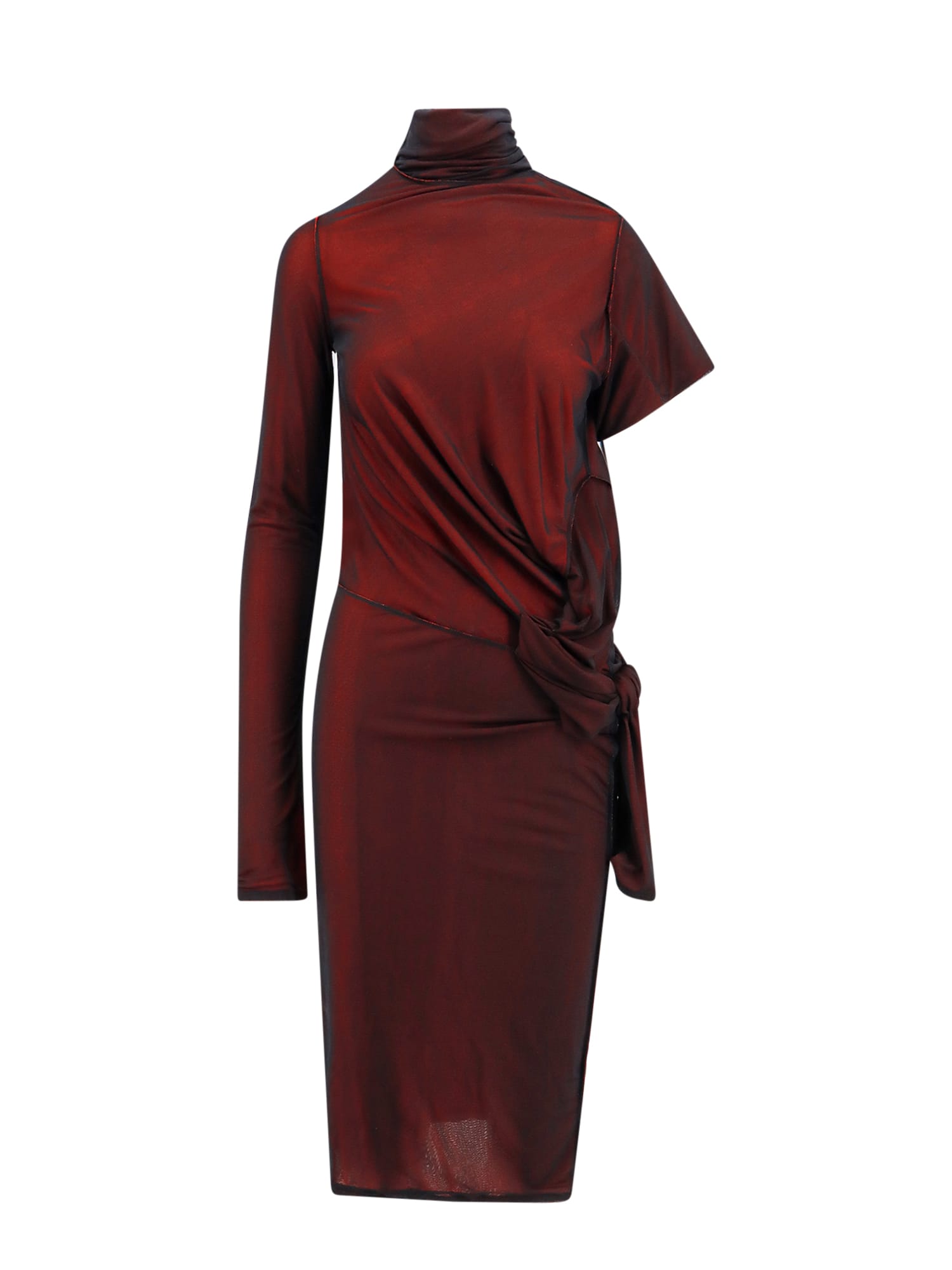 Viscose Dress With Asymmetric Sleeves