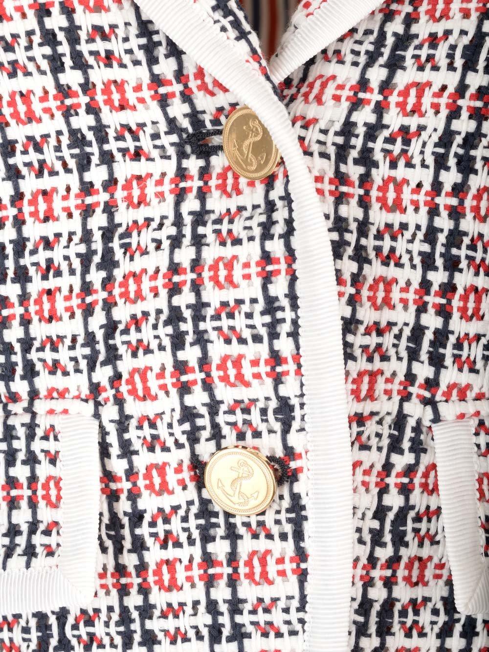 Shop Thom Browne Check-pattern Buttoned Tweed Jacket In Multicolour