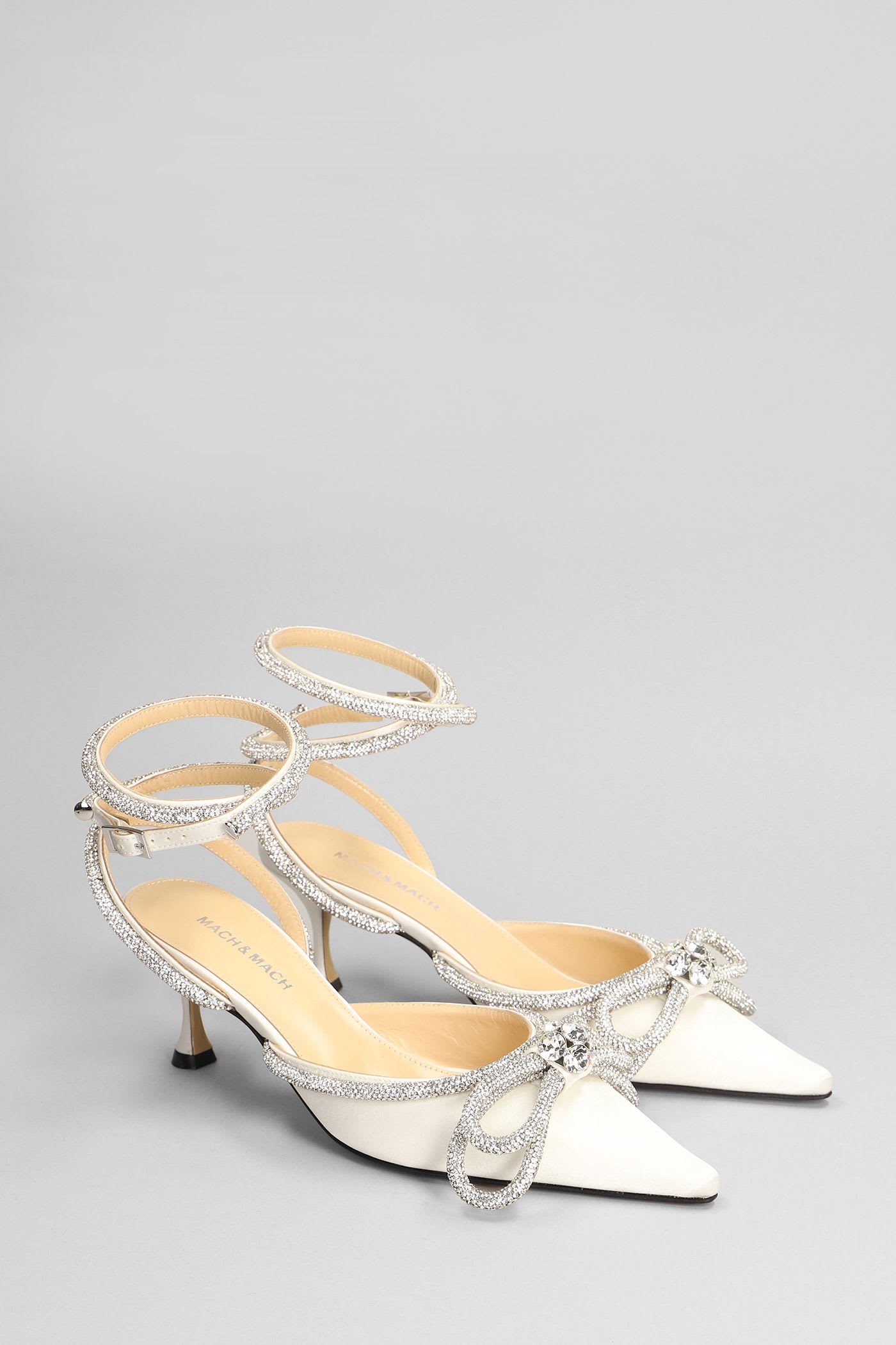 Mach & Mach Pumps In White Silk In White