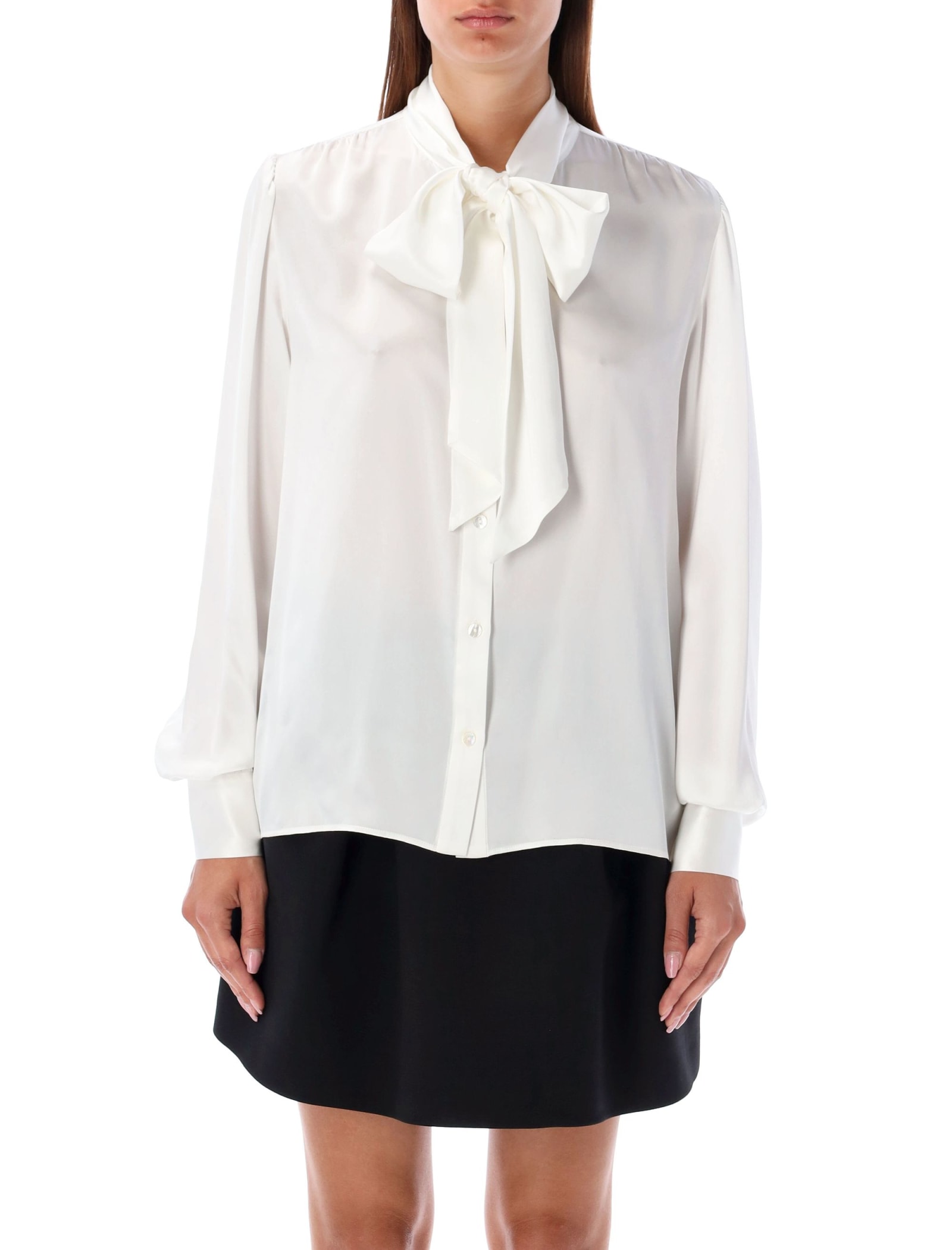 Shop Alessandra Rich Bow Shirt In White