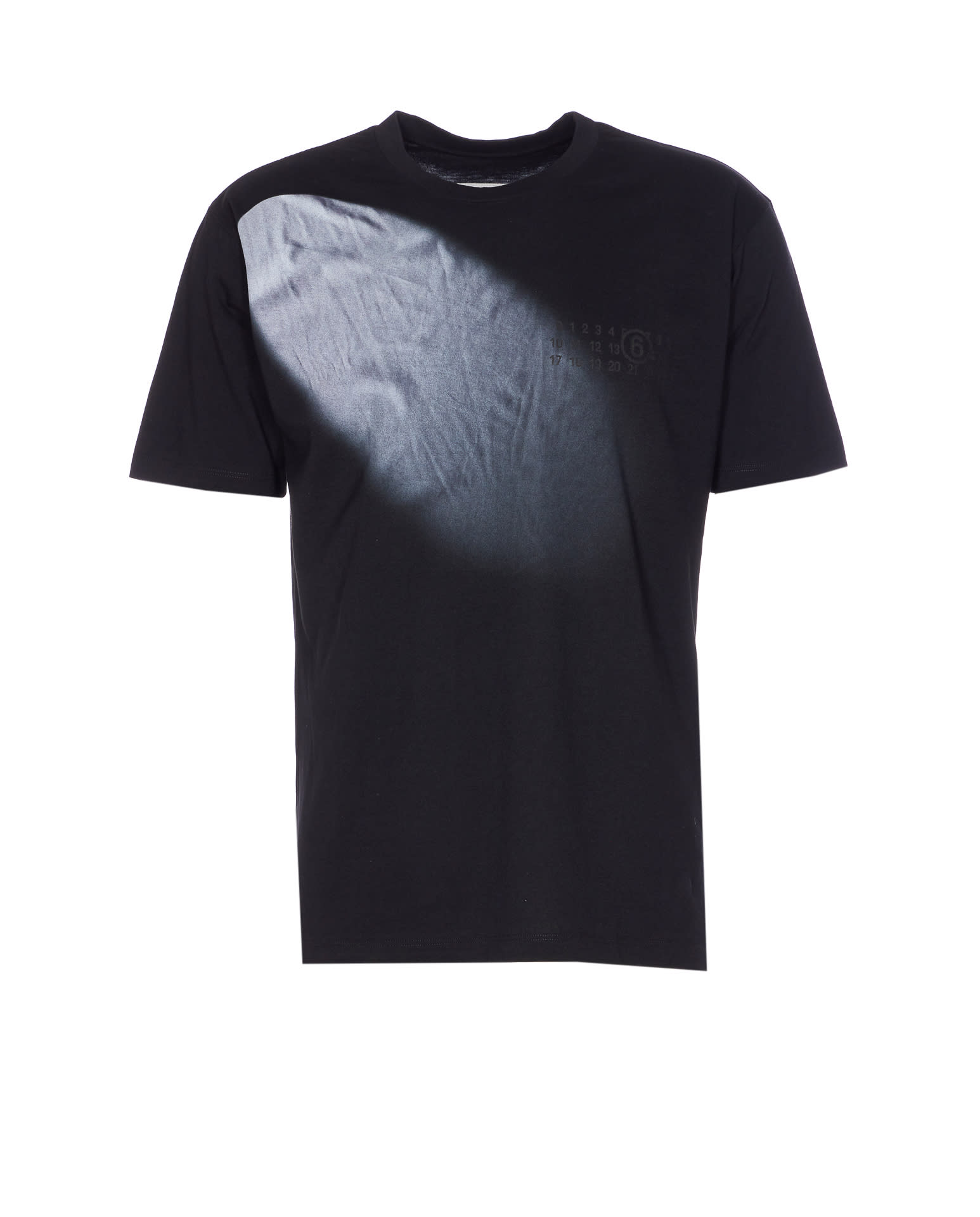 Mm6 Maison Margiela Mm6 By Maison Margiela Gradient Effect Black T-shirt With Subtle Graphic Print In Black