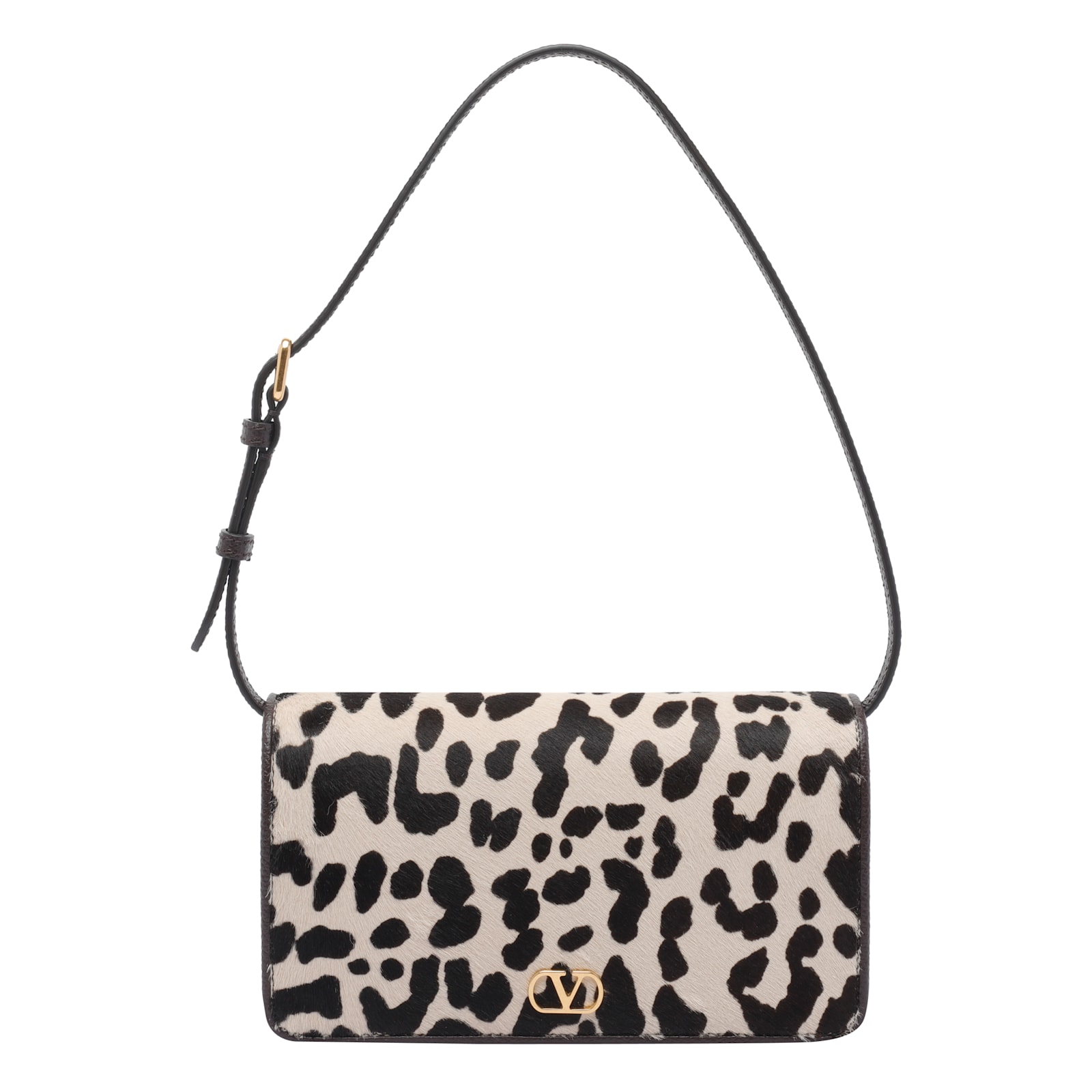 Valentino Garavani Printed Calf Hair Mini Vlogo Signature Shoulder Bag In White
