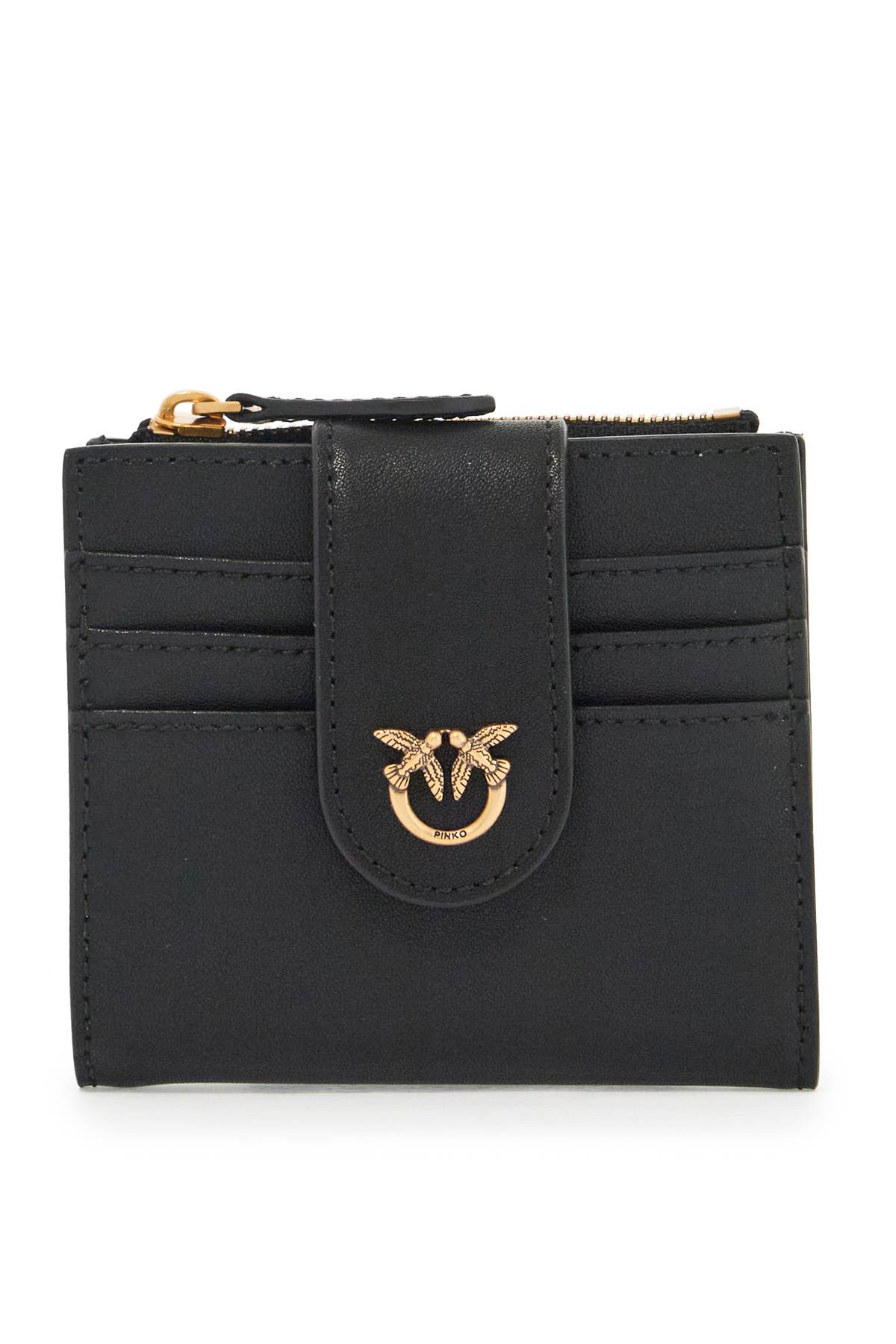 Pinko Compact Leather Wallet In Black