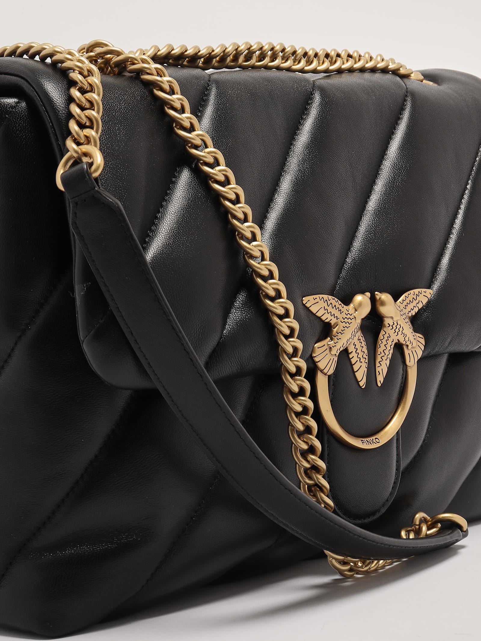 Shop Pinko Love Puff Big Shoulder Bag In Nero