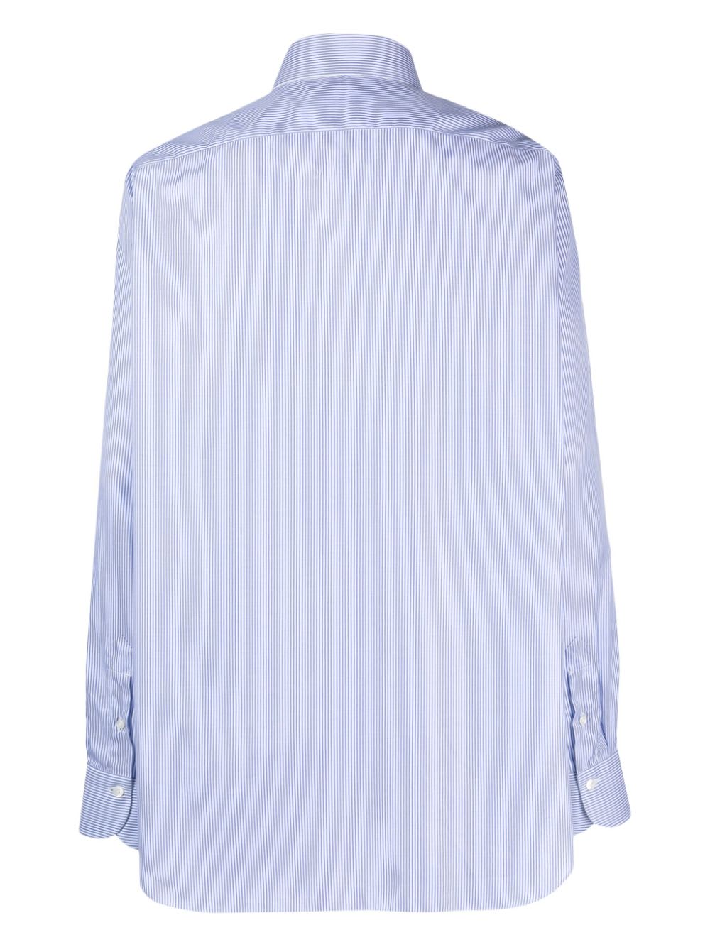 Finamore 1925 Striped Cotton Shirt In Blue