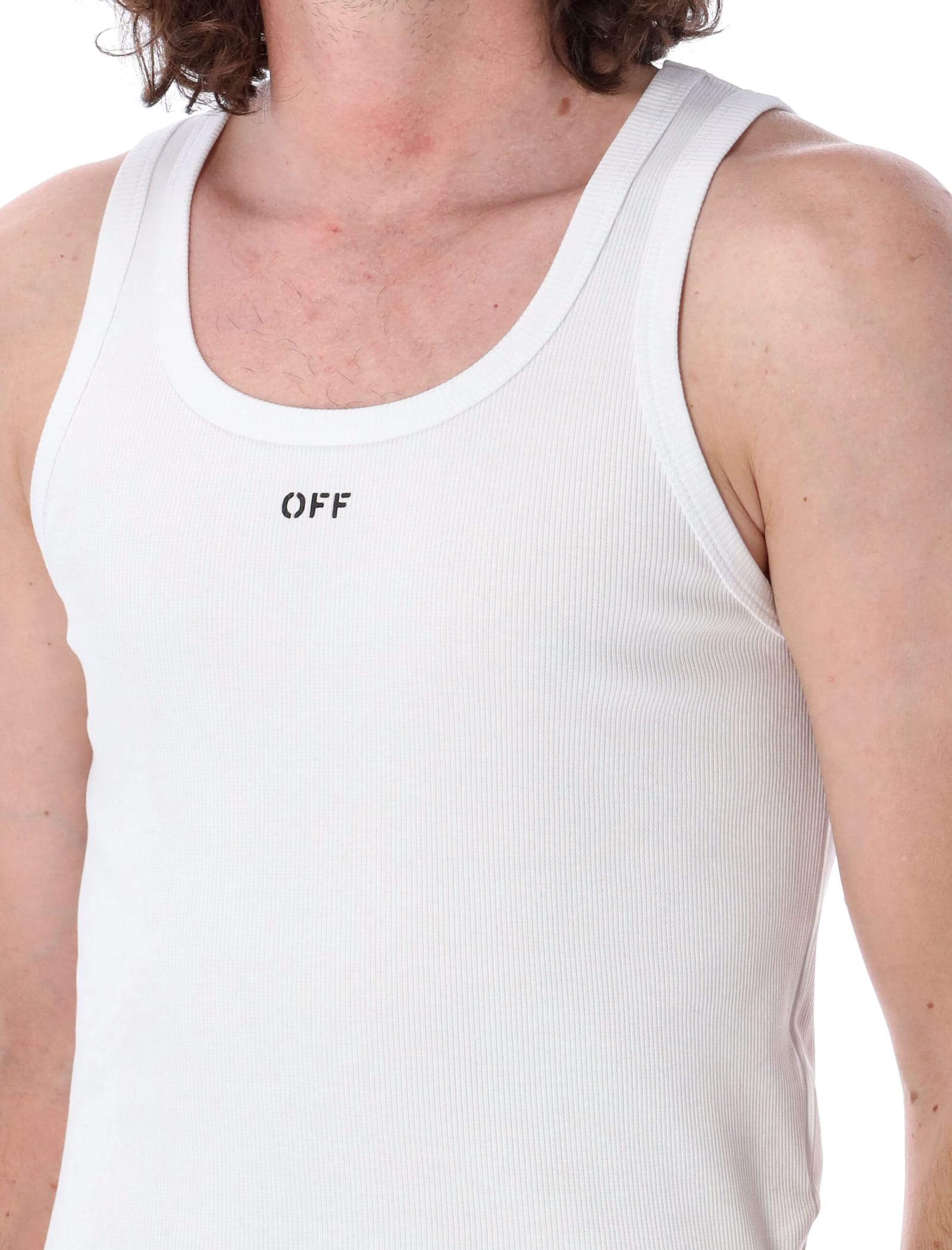 Shop Off-white Off Stamp Ribbed Tank Top In White