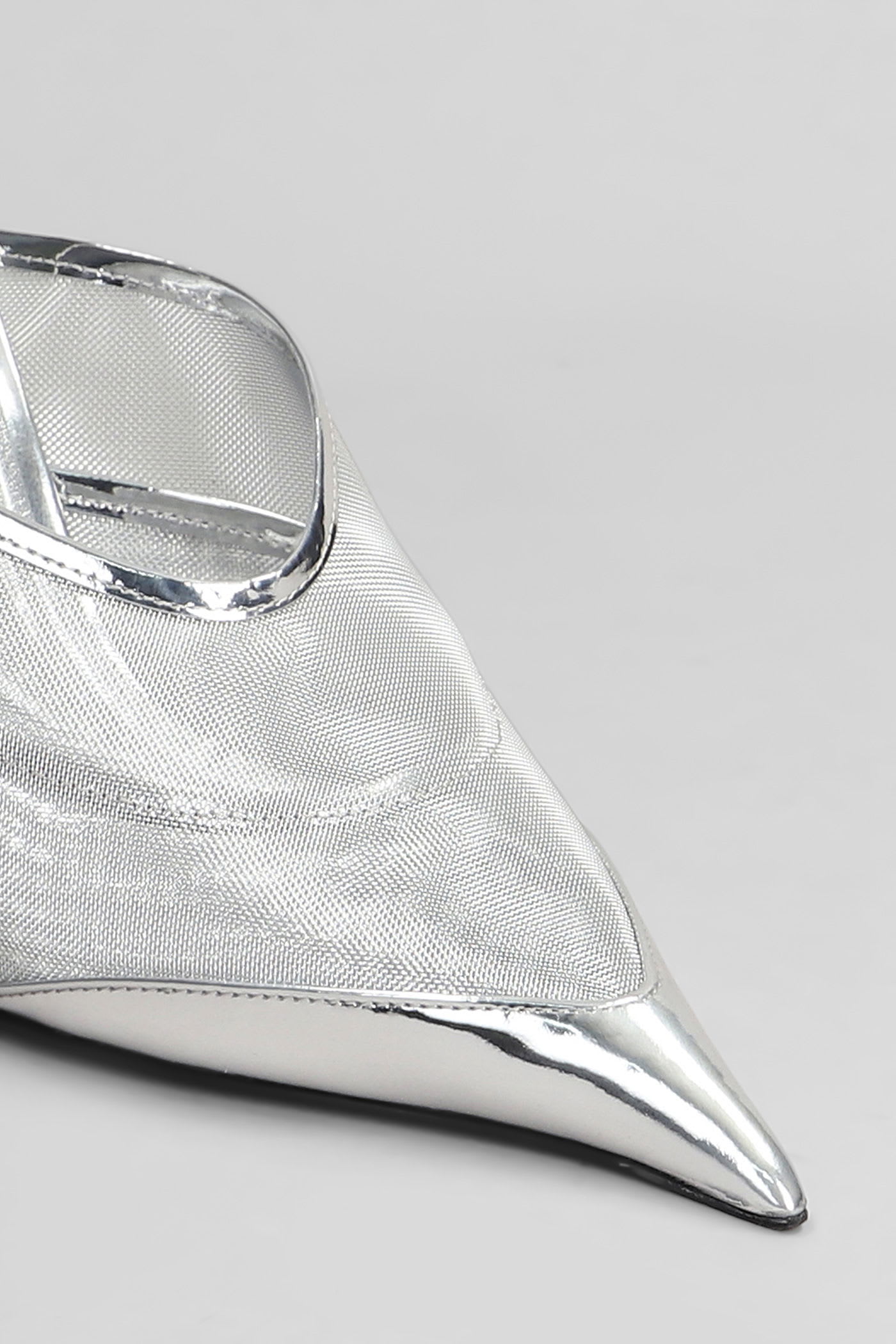 Mugler Slipper-mule In Silver Polyamide In White