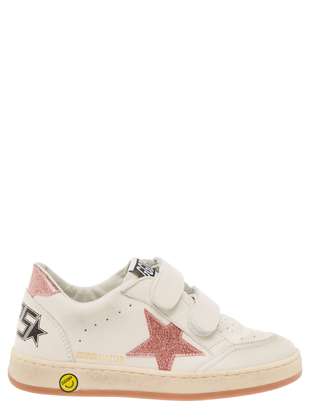 Golden Goose ball-star White Low Top Sneakers With Glitter Star In Leather Girl