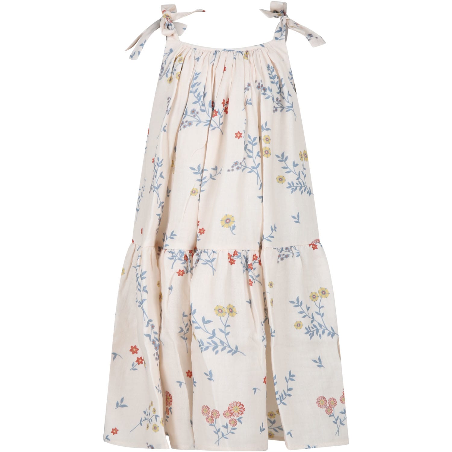 Shop Coco Au Lait Ivory Dress For Girl With Flowers Print