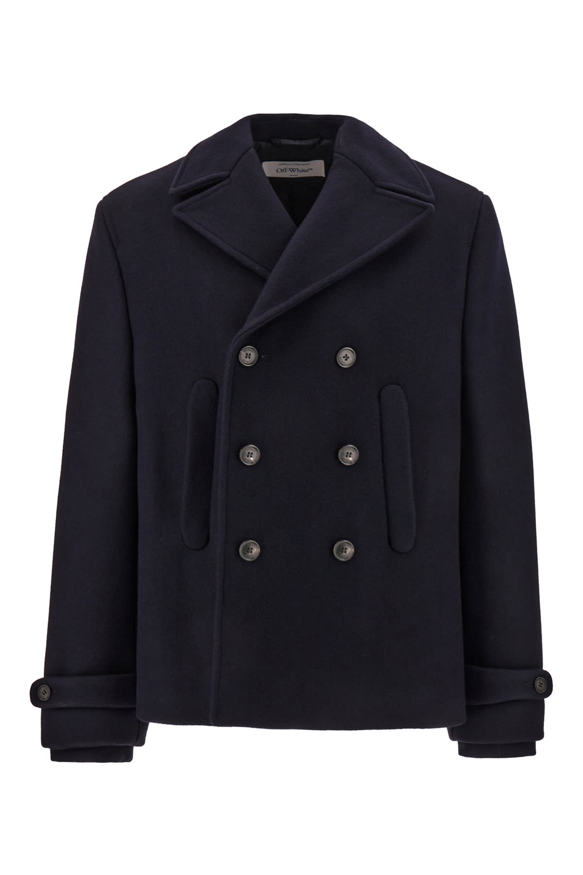 Shop Off-white Midnight Blue Wool Blend Coat In 4747