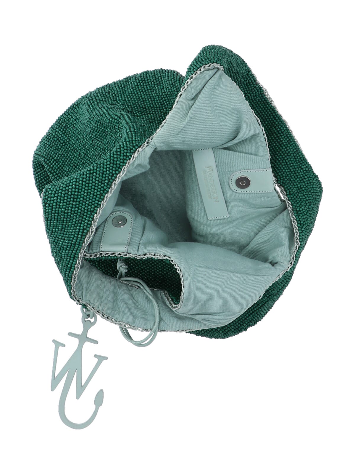 Jw Anderson Beaded Shoulder Bag Structured Shape In Green