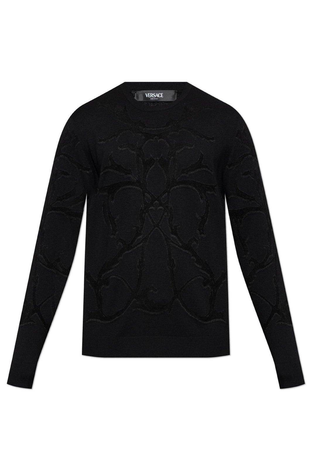 Shop Versace Long-sleeved Crewneck Jumper In Black