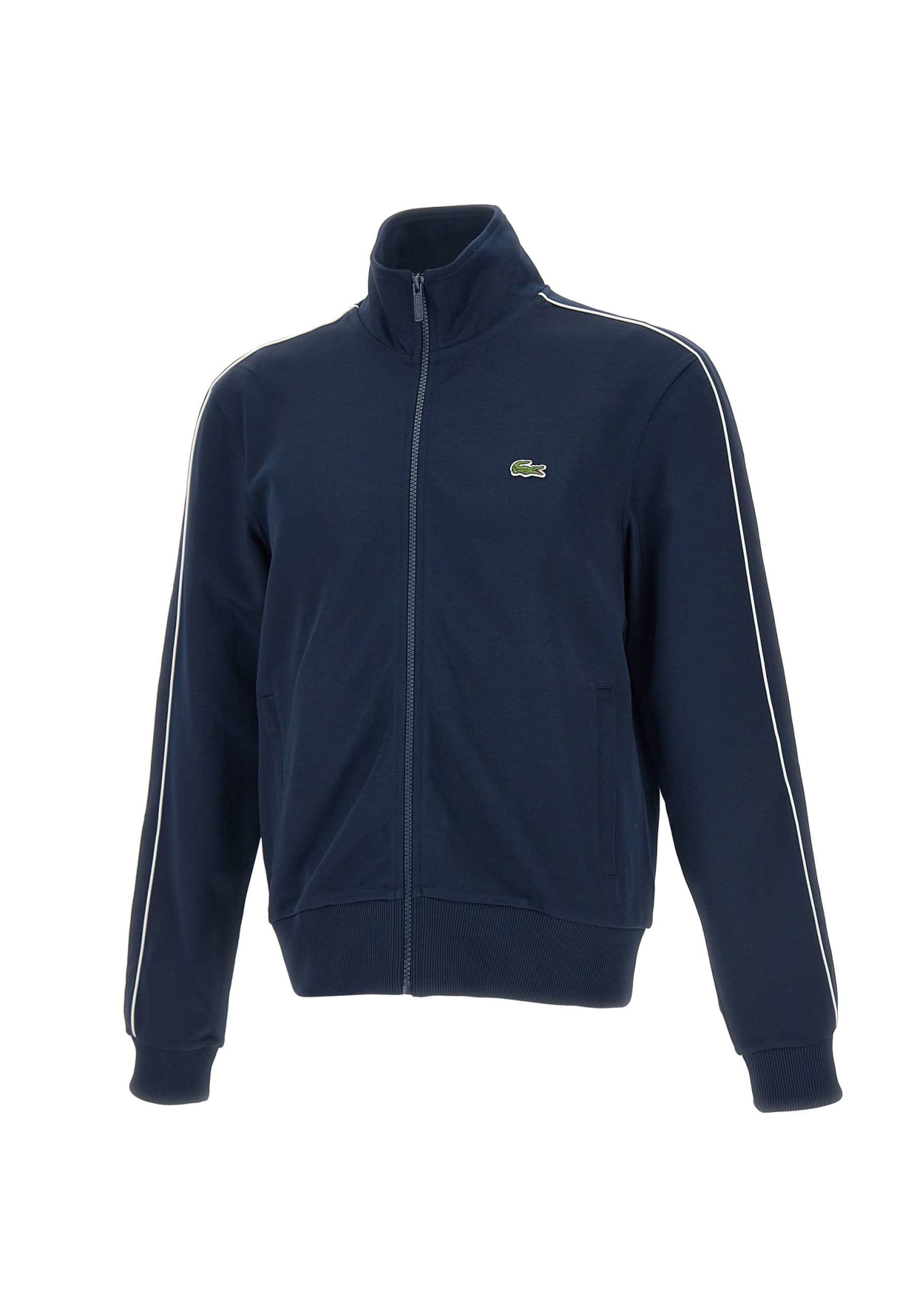 Shop Lacoste Cotton Blend Sweatshirt In Blue
