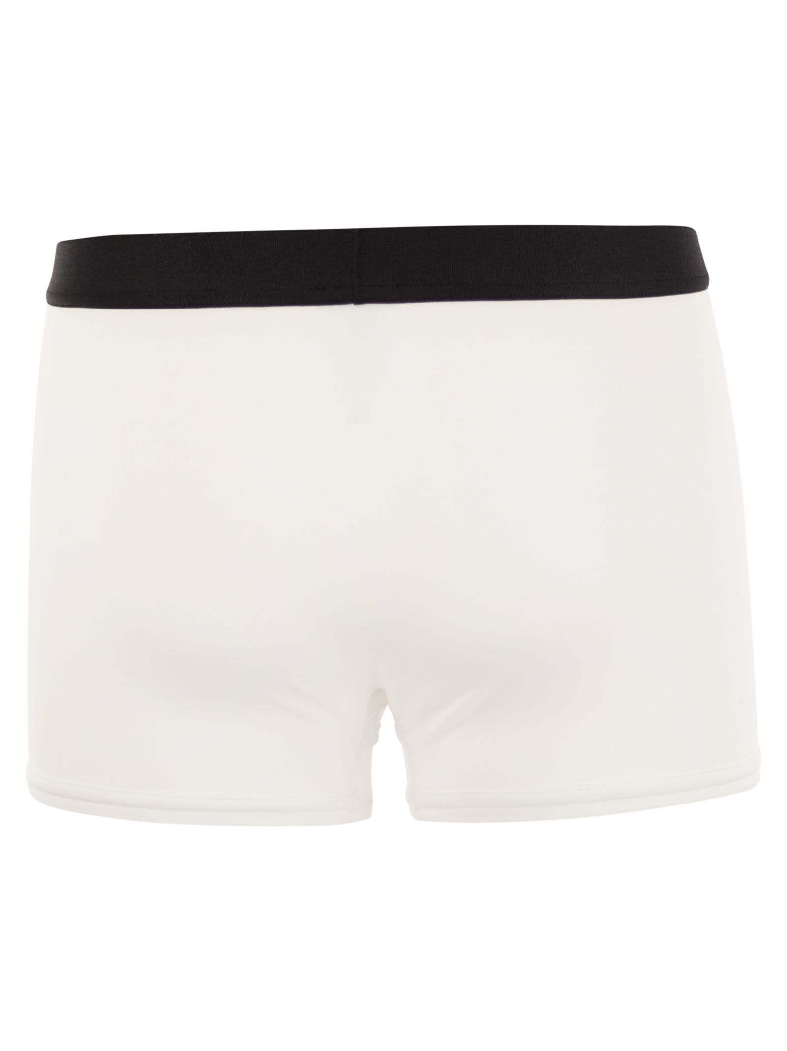 Kiton Stretch Cotton Boxer Shorts With Logo In White