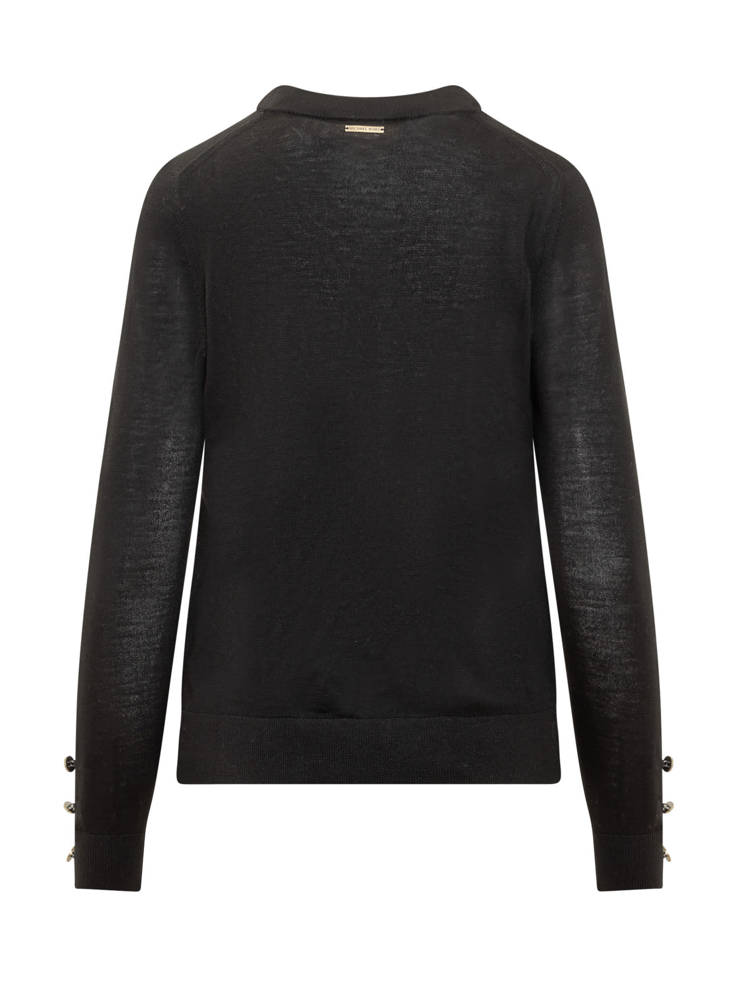 Michael Michael Kors Rounf Neck Long Sleeves Merino Light Pull In Black