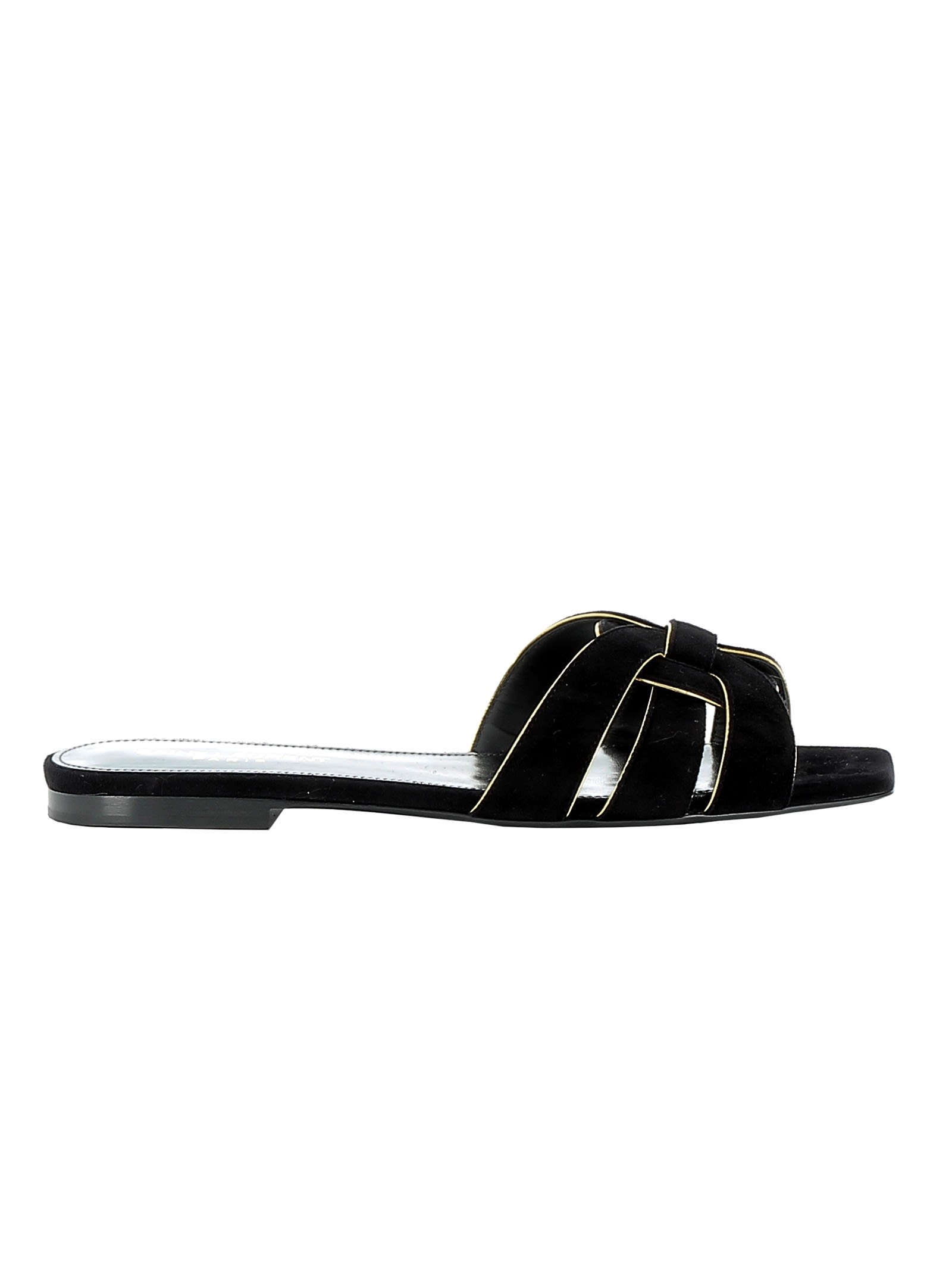 black suede flip flops