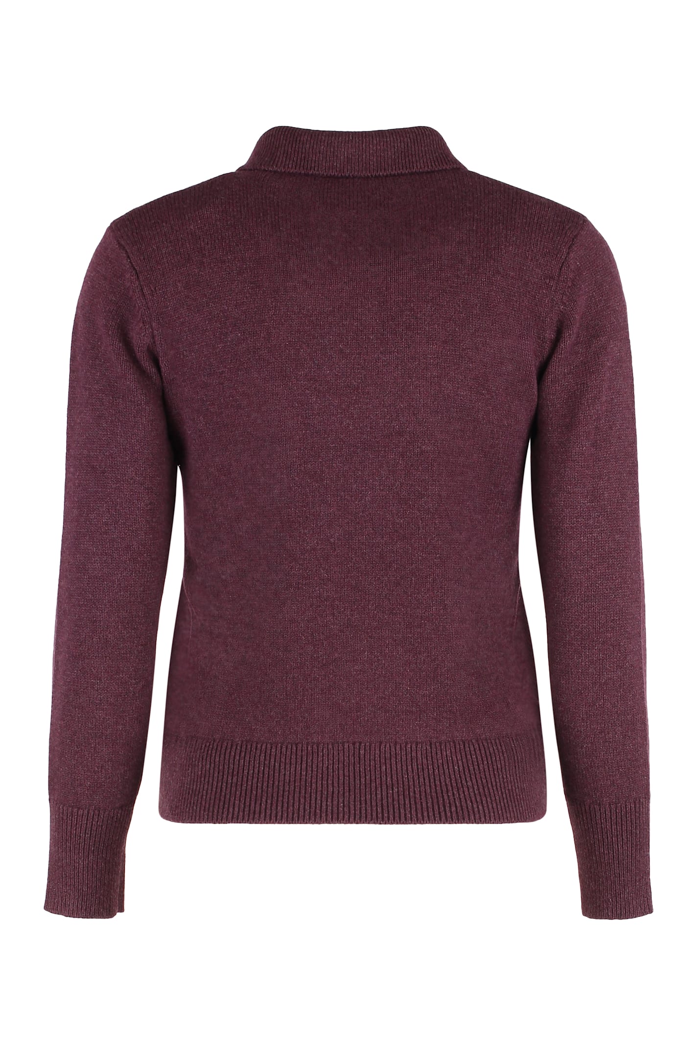 Isabel Marant Étoile Nola Knitted Wool Blend Polo Shirt In Burgundy
