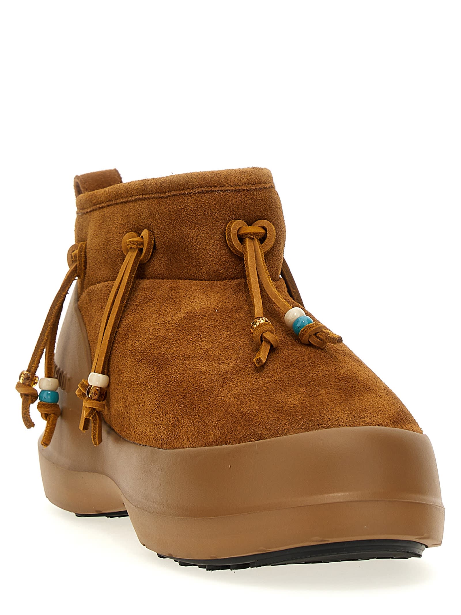 Moon Boot Mb Luna Low Suede Low Heels Ankle Boots In Leather Color Suede In Brown