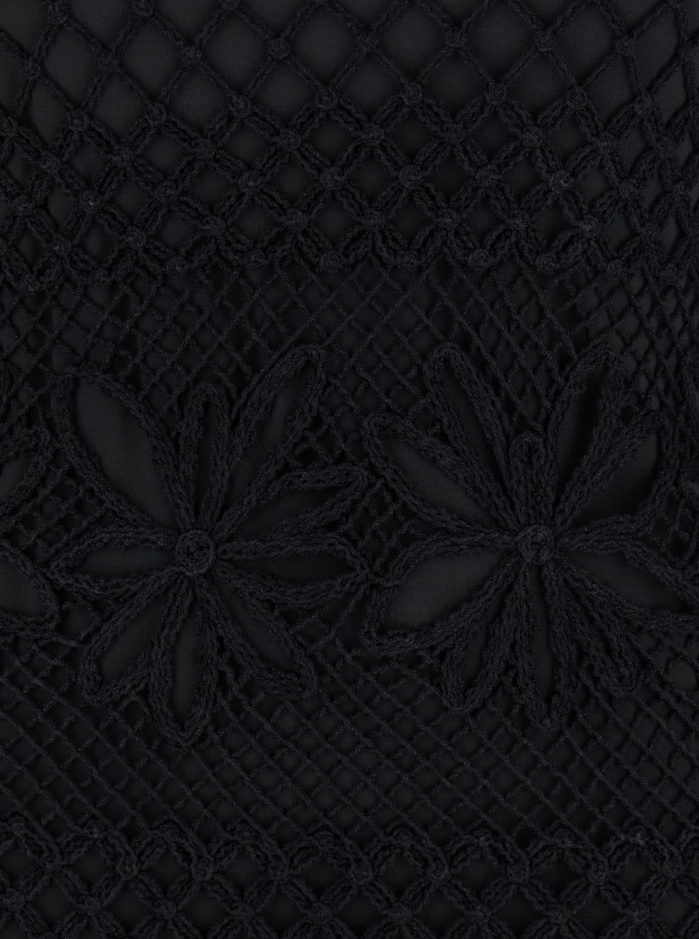 Pinko Ortles Black Crewneck Long Dress With Fishnet Design And All-over Floral Embroidery In Viscose Blend In Nero Limousine