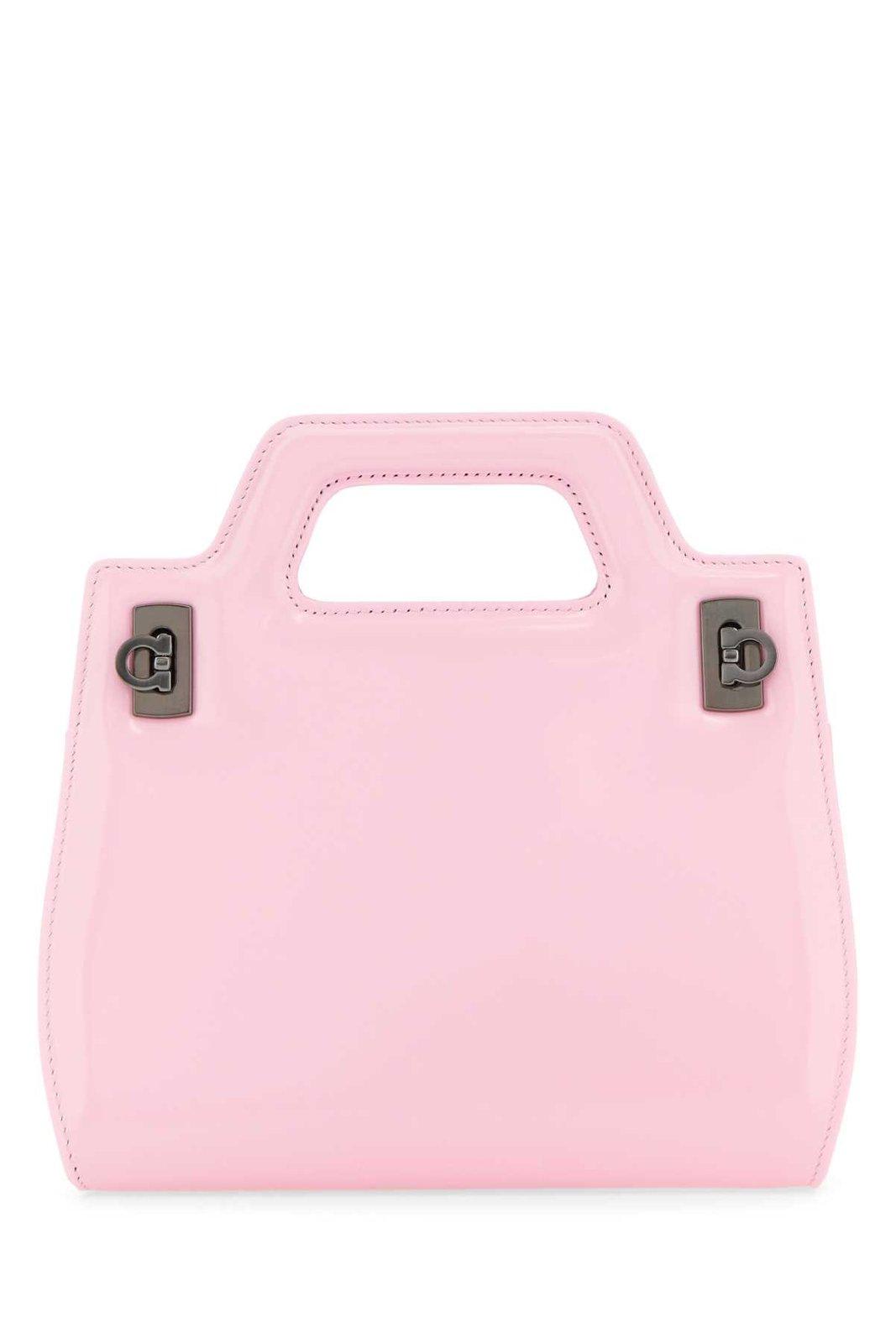 Shop Ferragamo Wanda Mini Top Handle Bag In Rosa