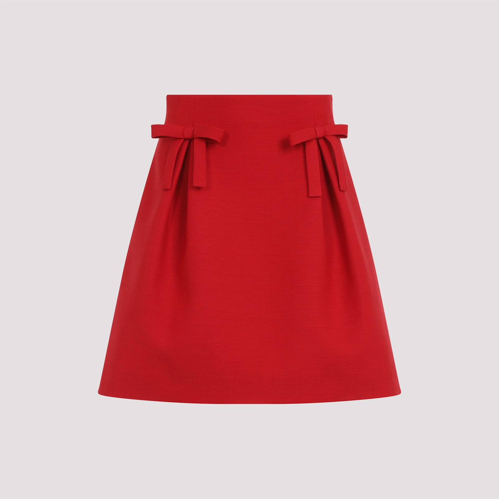 Valentino Bow-detailed Pleated Wool And Silk-blend Mini Skirt In M Paris