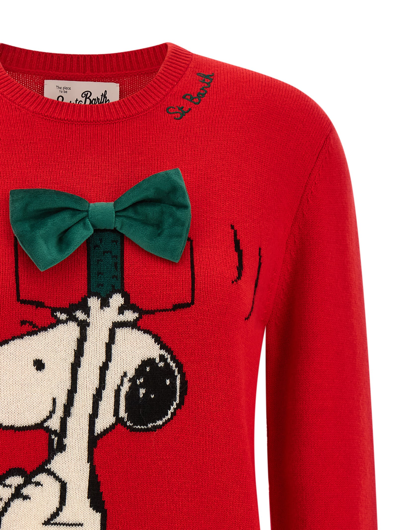 Mc2 Saint Barth X Peanuts Bow Patch Sweater In Red
