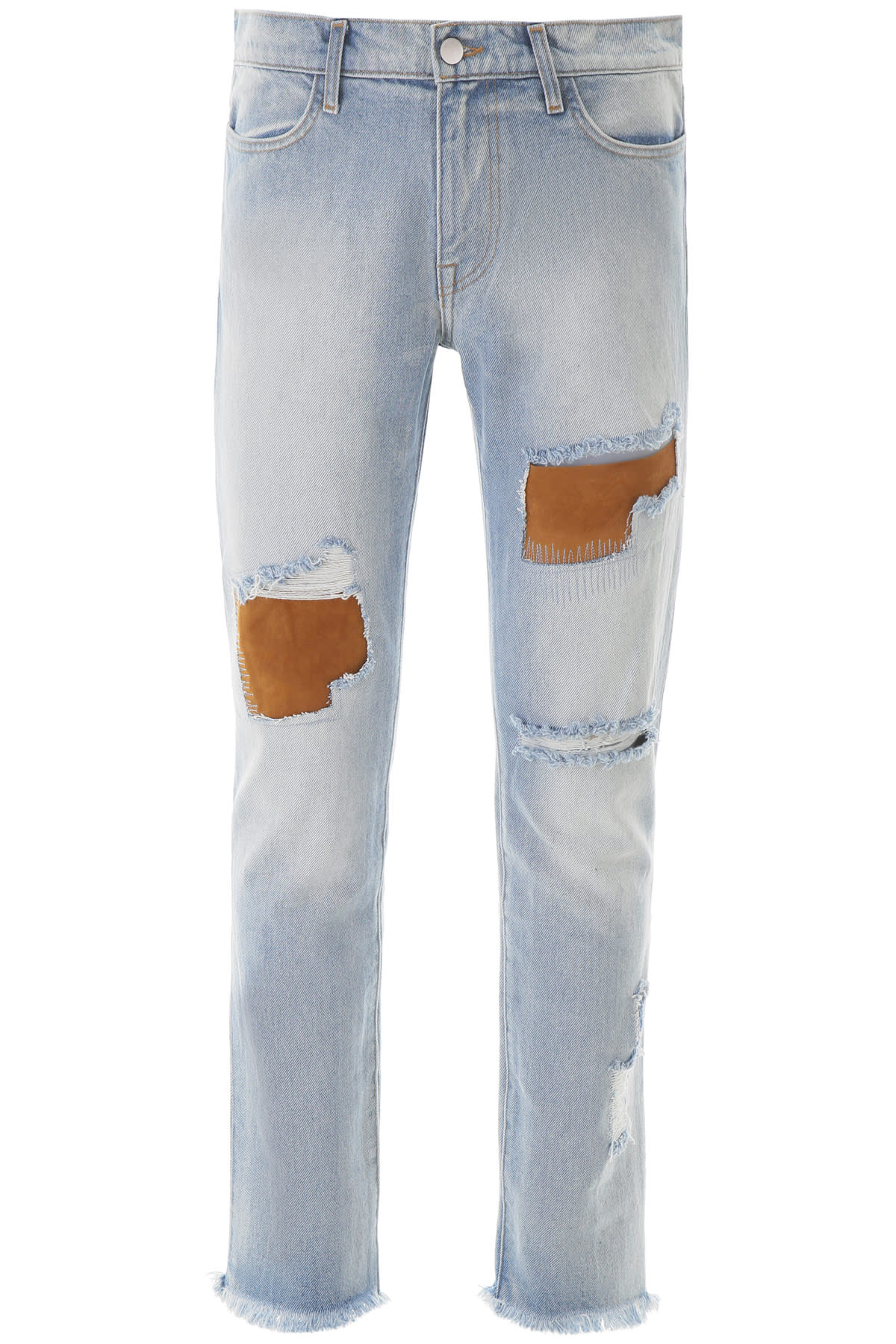 424 JEANS WITH LEATHER PATCHES,11305815