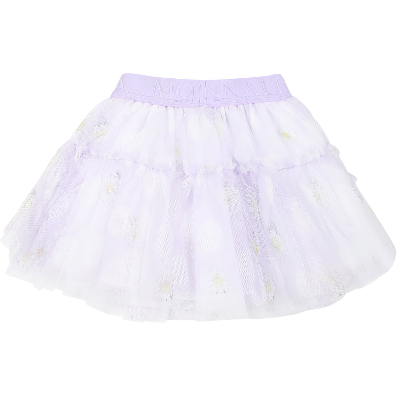 Shop Monnalisa Purple Skirt For Baby Girl With Daisy Print In Violet