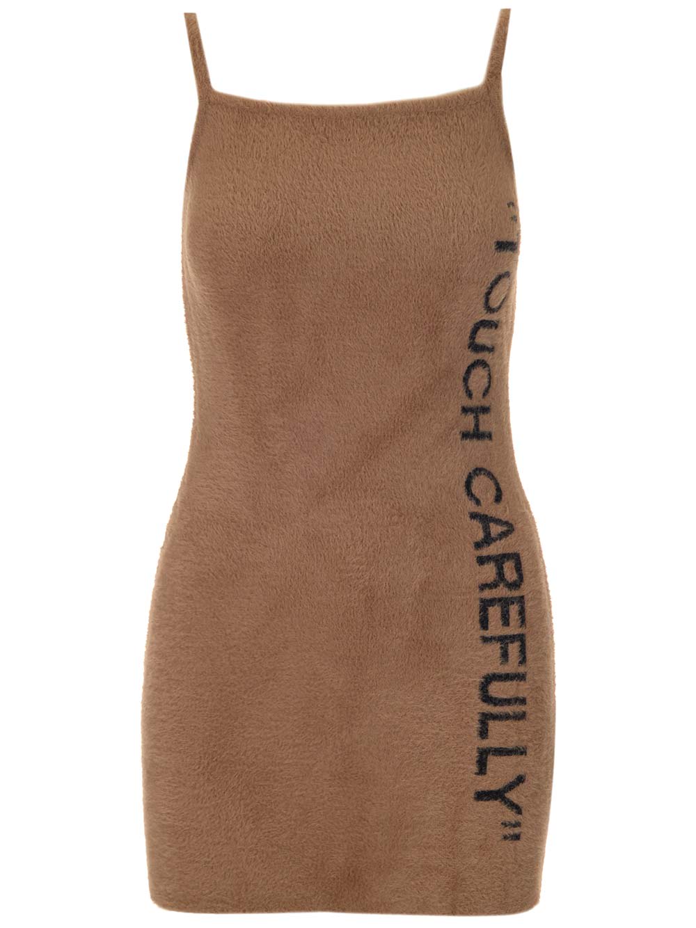 Shop Off-white Touch Carefully Sheath Dress In Brown