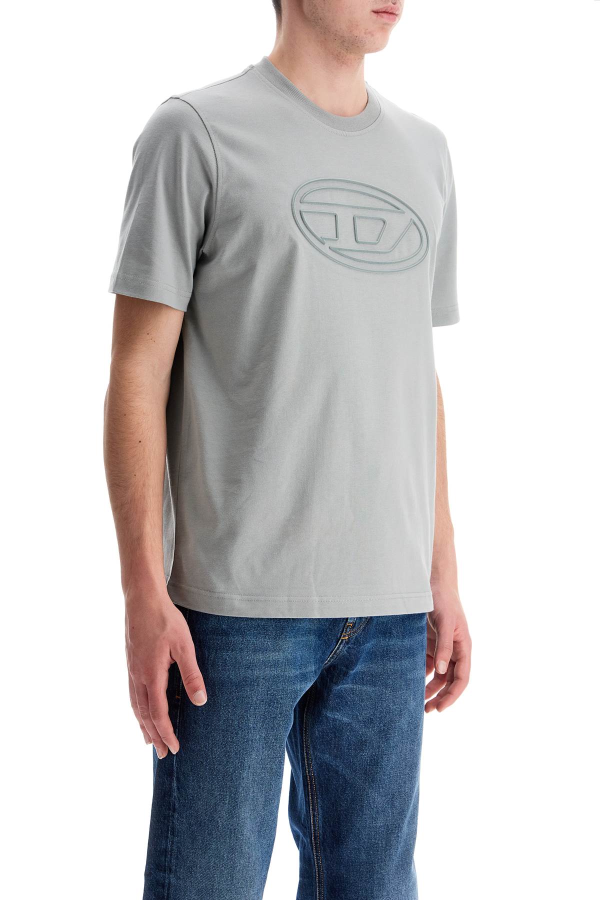 Diesel T-shirt Brodé En Coton In Medium/grey (grey)