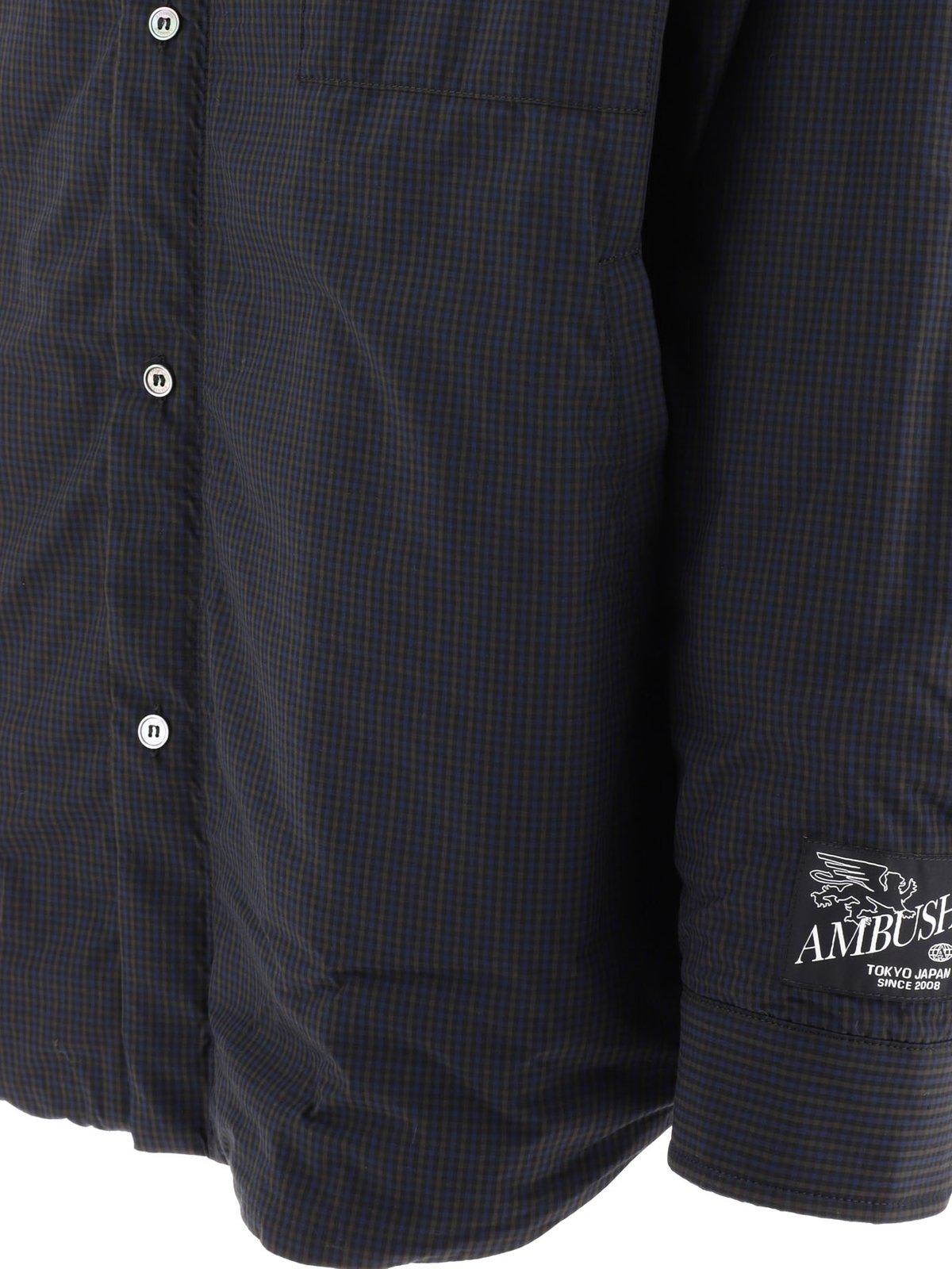 Shop Ambush Buttoned Long-sleeved Padded Shirt Jacket In Black