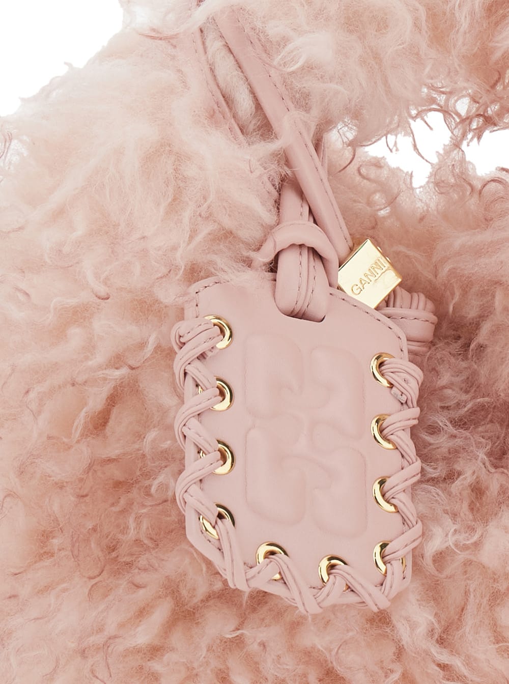 Ganni Hobo Mini Fur In Pink