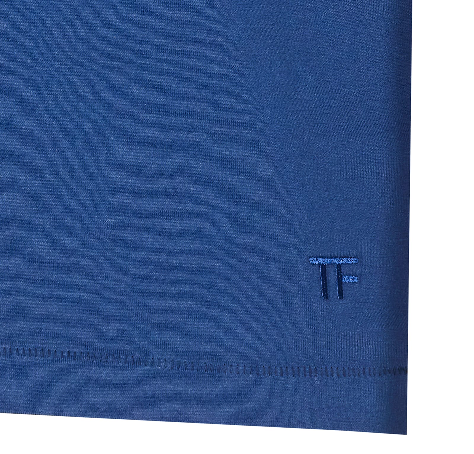 Tom Ford Crewneck T-shirt Embroidered Logo In Blue