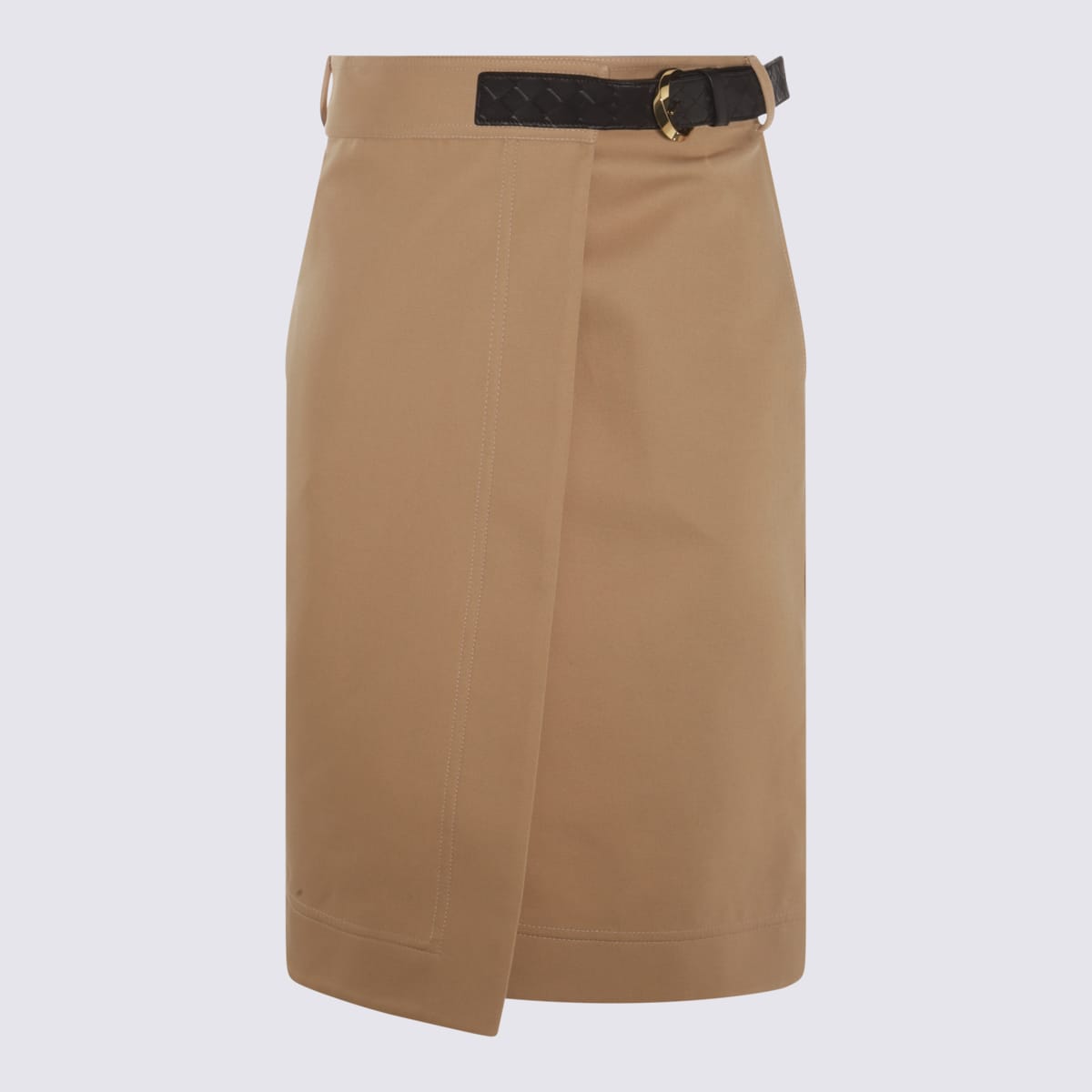 Shop Bottega Veneta Beige Cotton Skirt In Pale Oak