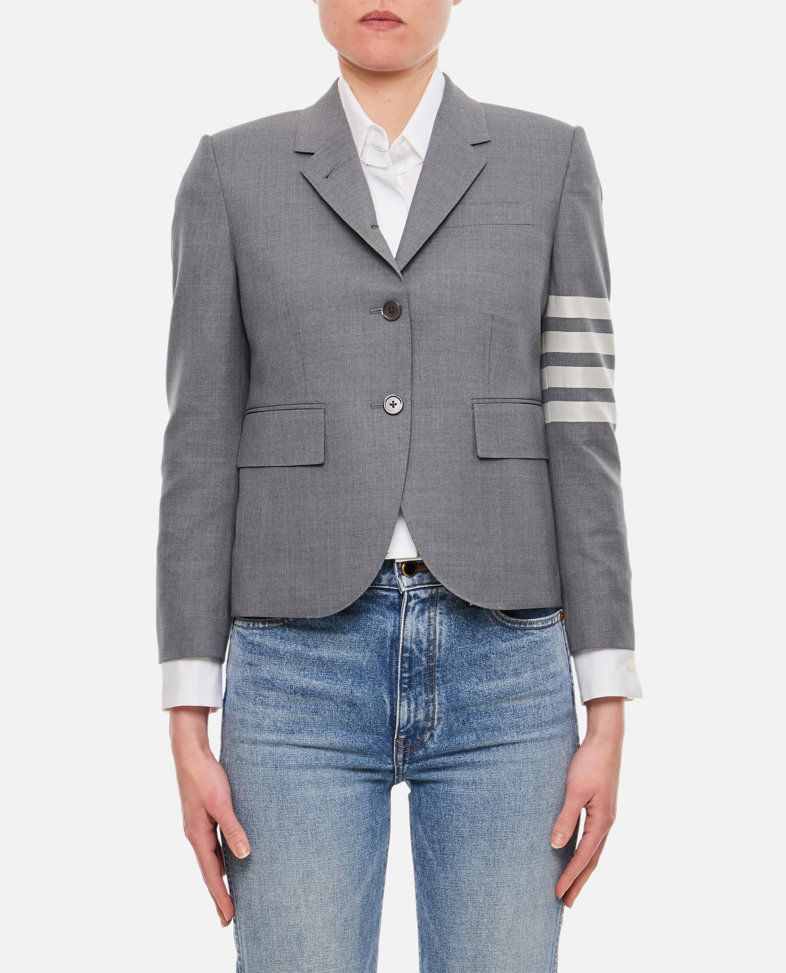 Shop Thom Browne Wool Jacket In Grey
