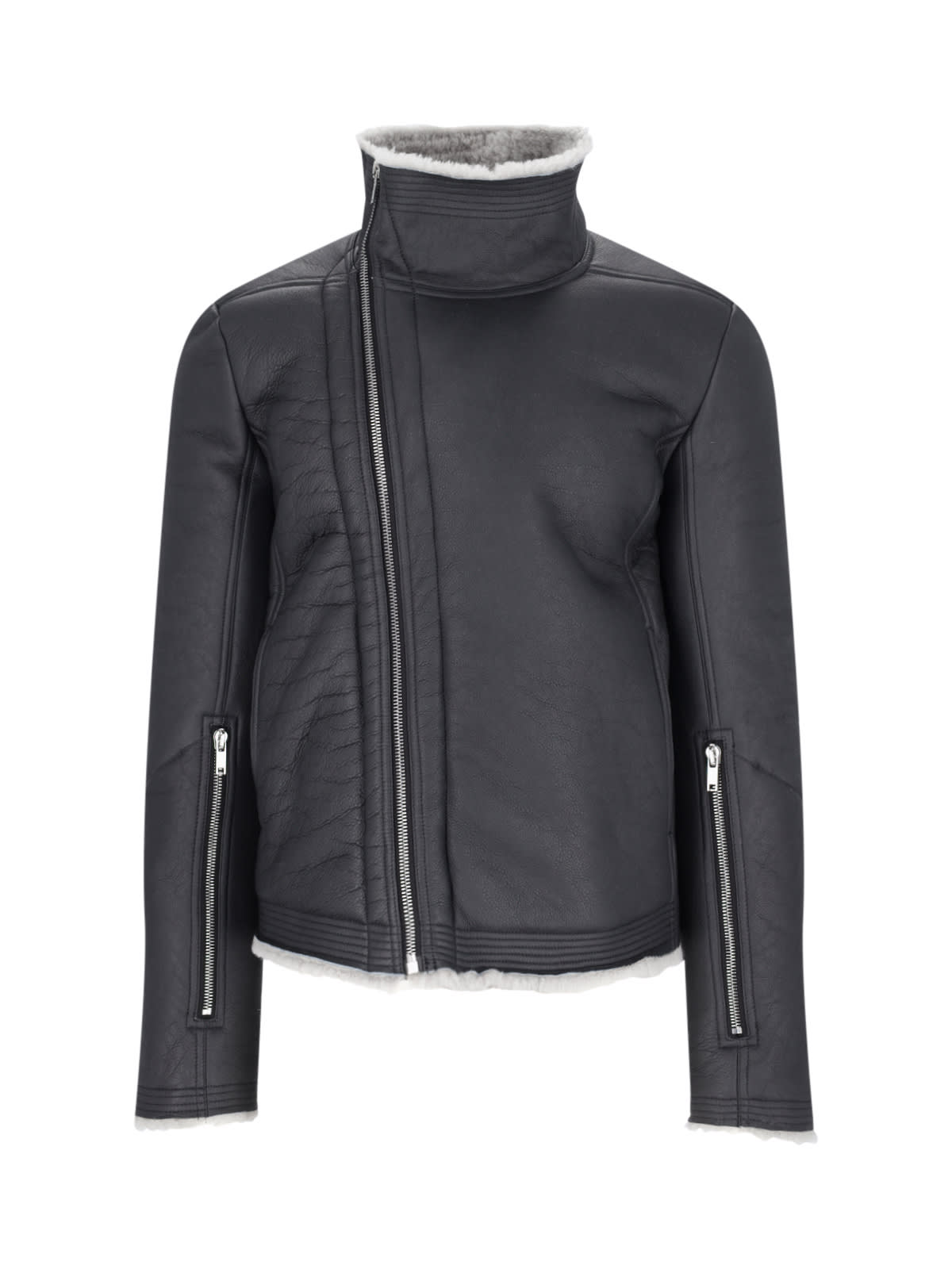 Shop Rick Owens Bauhaus Asymmetric Zip Jacket In Black