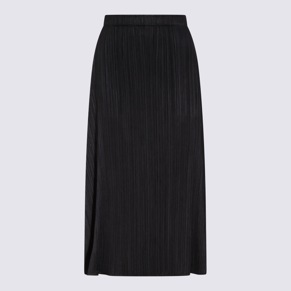 Issey Miyake October Midi Skirt Elastic Waistband In Black