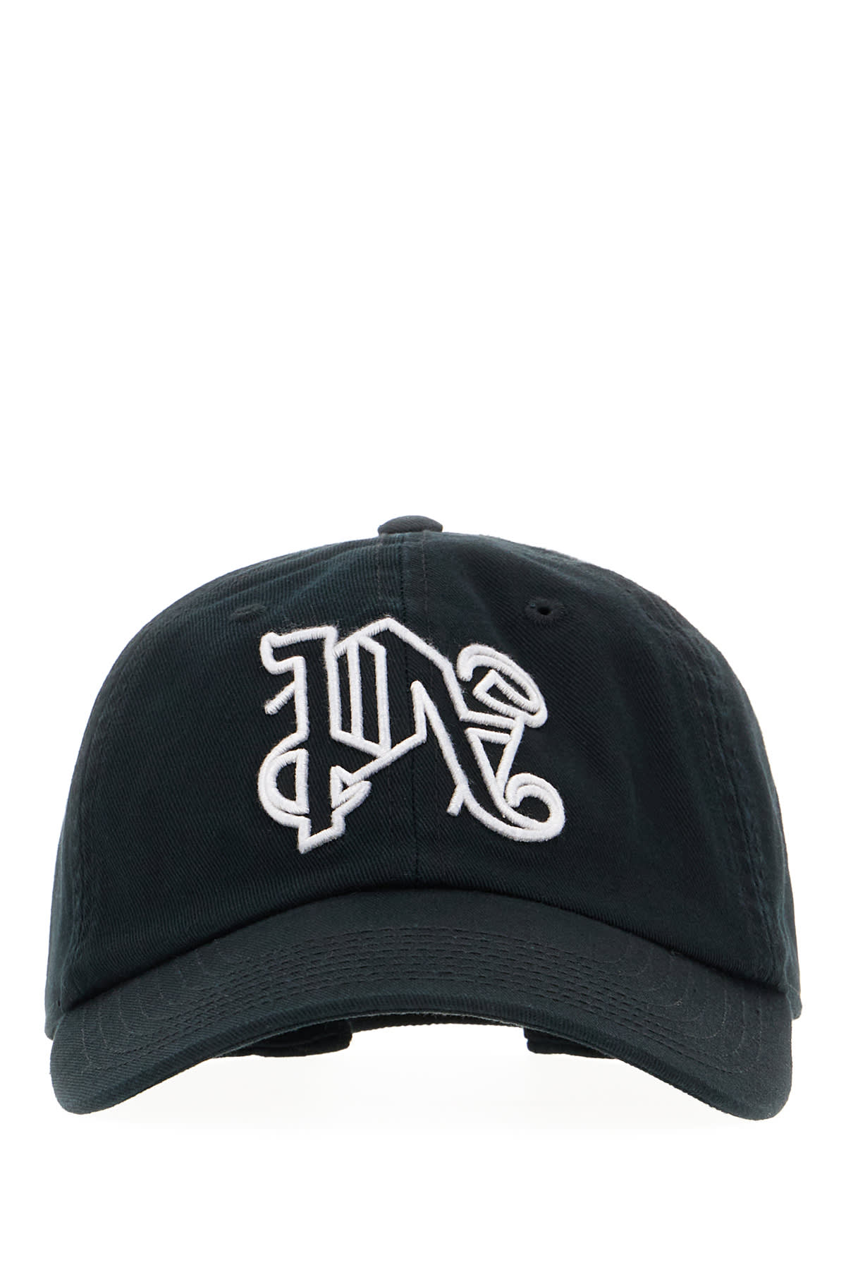 Palm Angels Black Cotton Baseball Cap In Black White