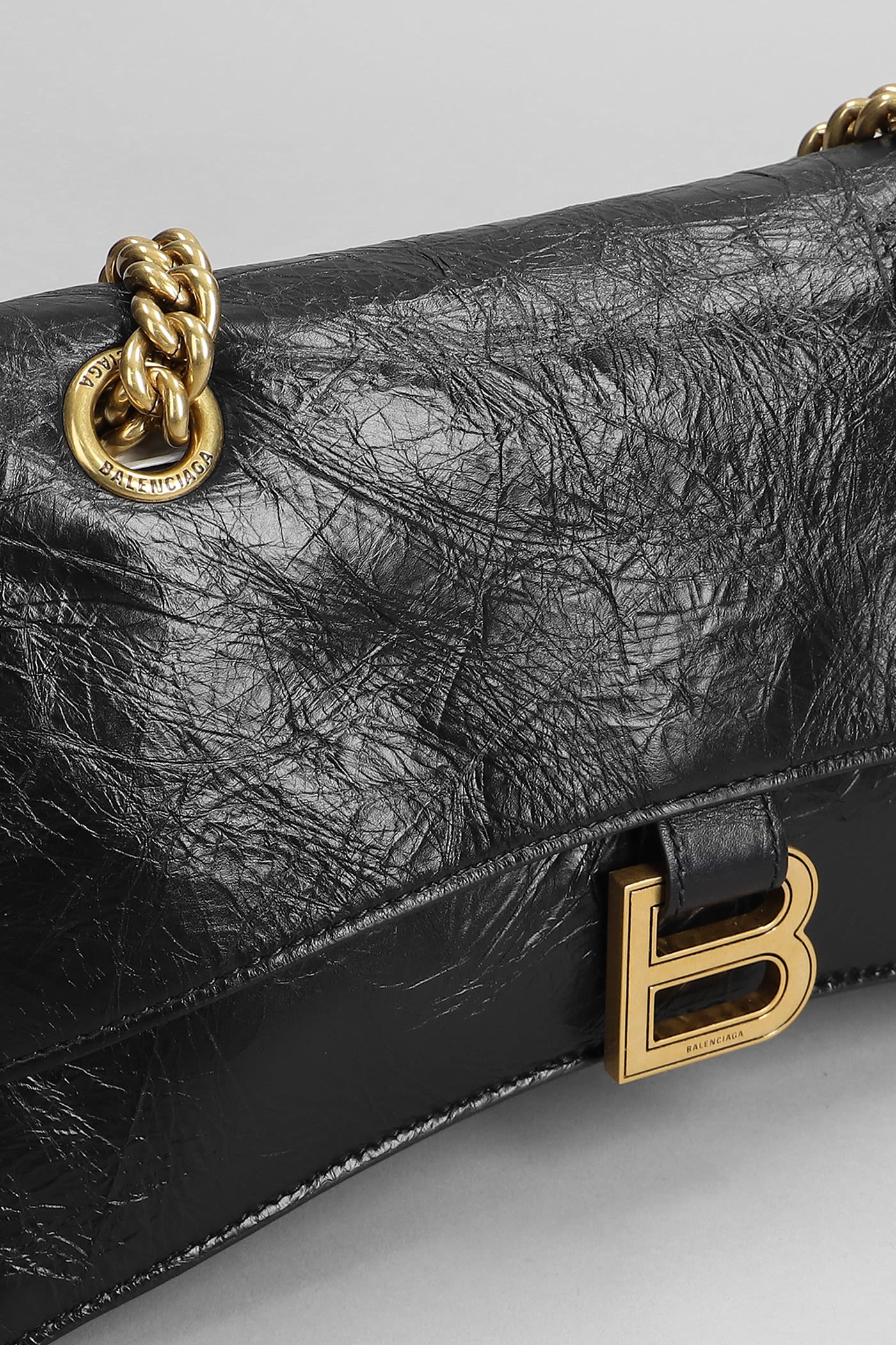 Shop Balenciaga Crush Ch S Shoulder Bag In Black Leather